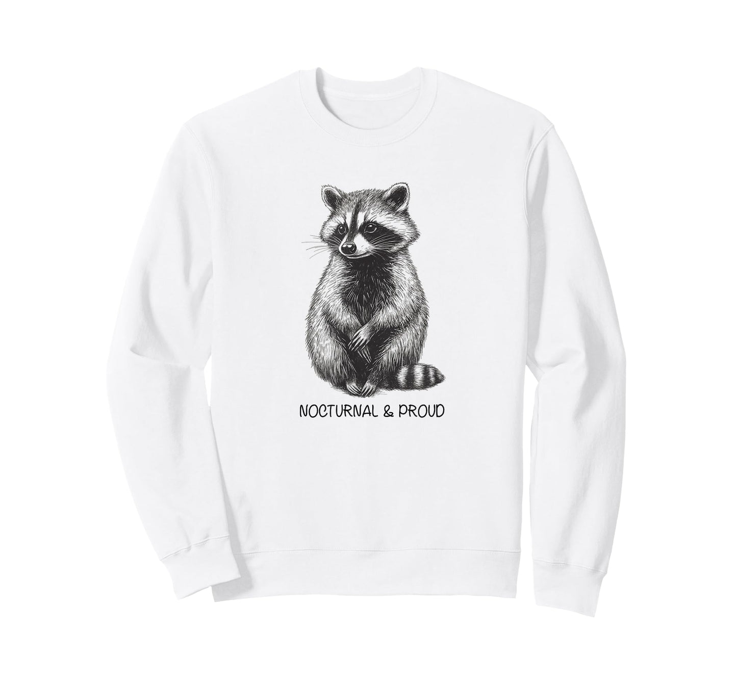 Nocturnal & Proud, Adorable Raccoon Sketch, Night Owl Energy T-Shirt