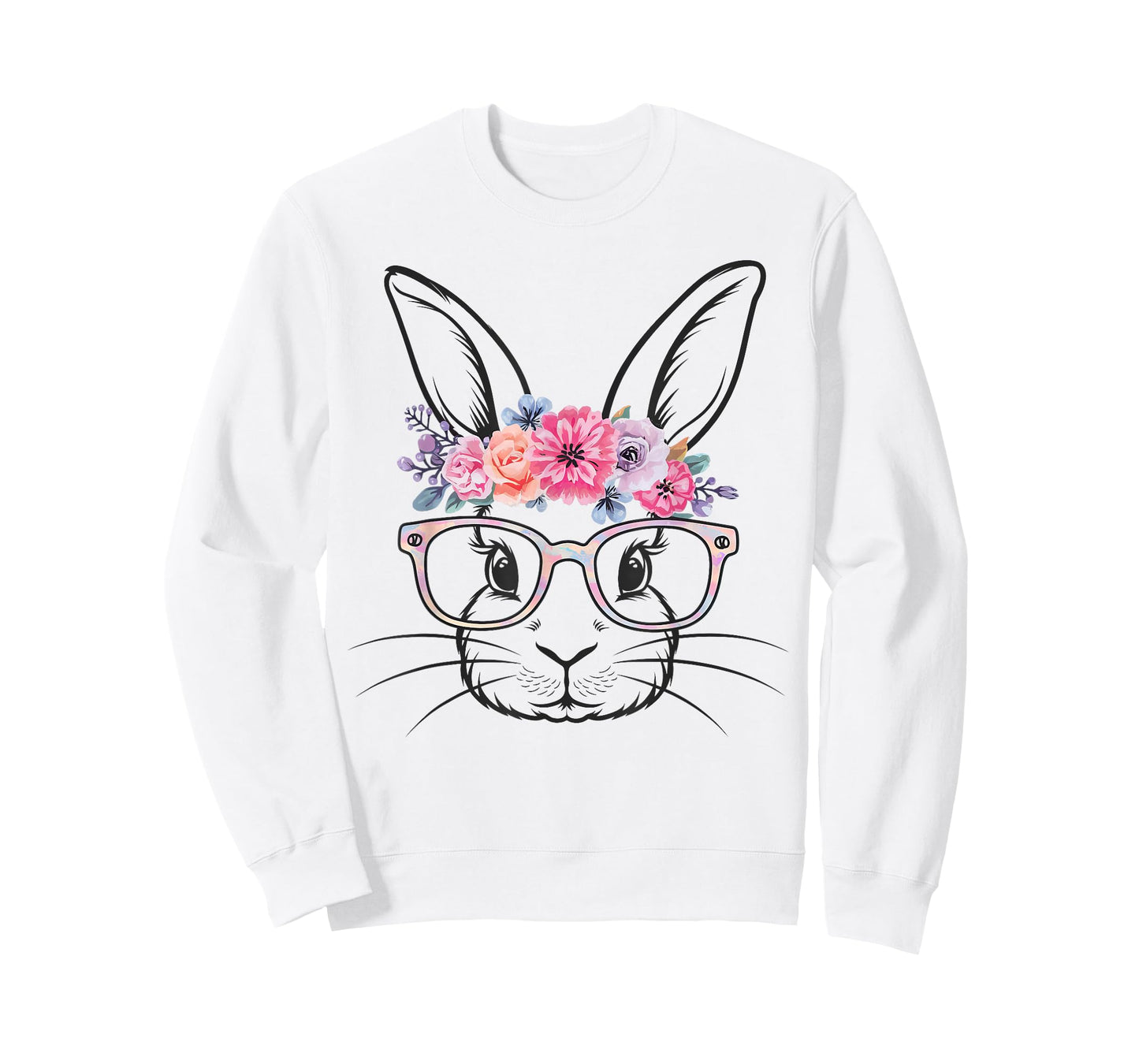 Cute Bunny Rabbit Face Tie Dye Glasses Girl Happy Easter Day T-Shirt
