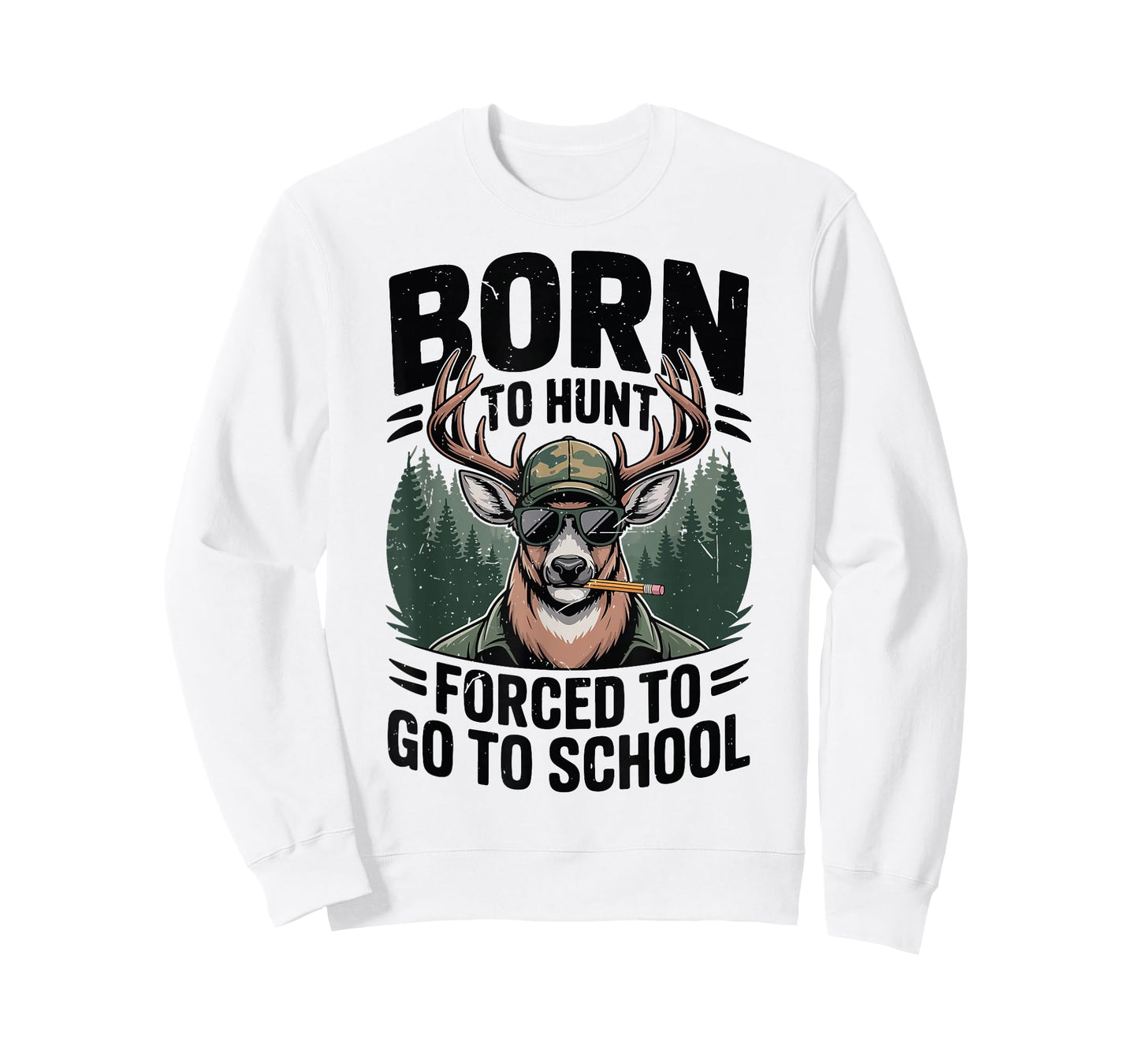 Youth Boy Camo Deer Hunting Born Hunt Forced Go School Funny T-Shirt