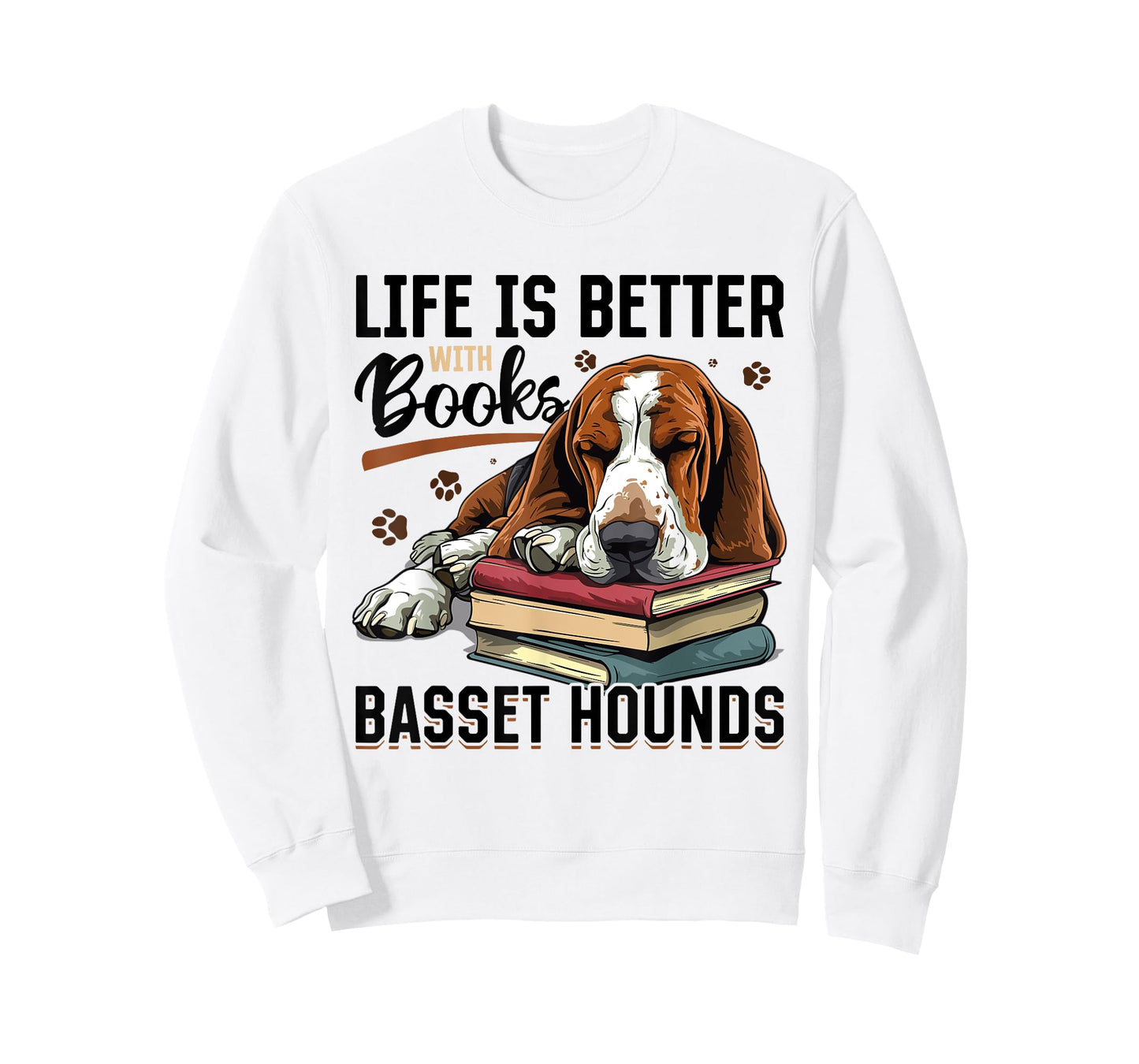Basset Hound Dog Breed Life is Better with Books and a T-Shirt for Men Women Girls Kids