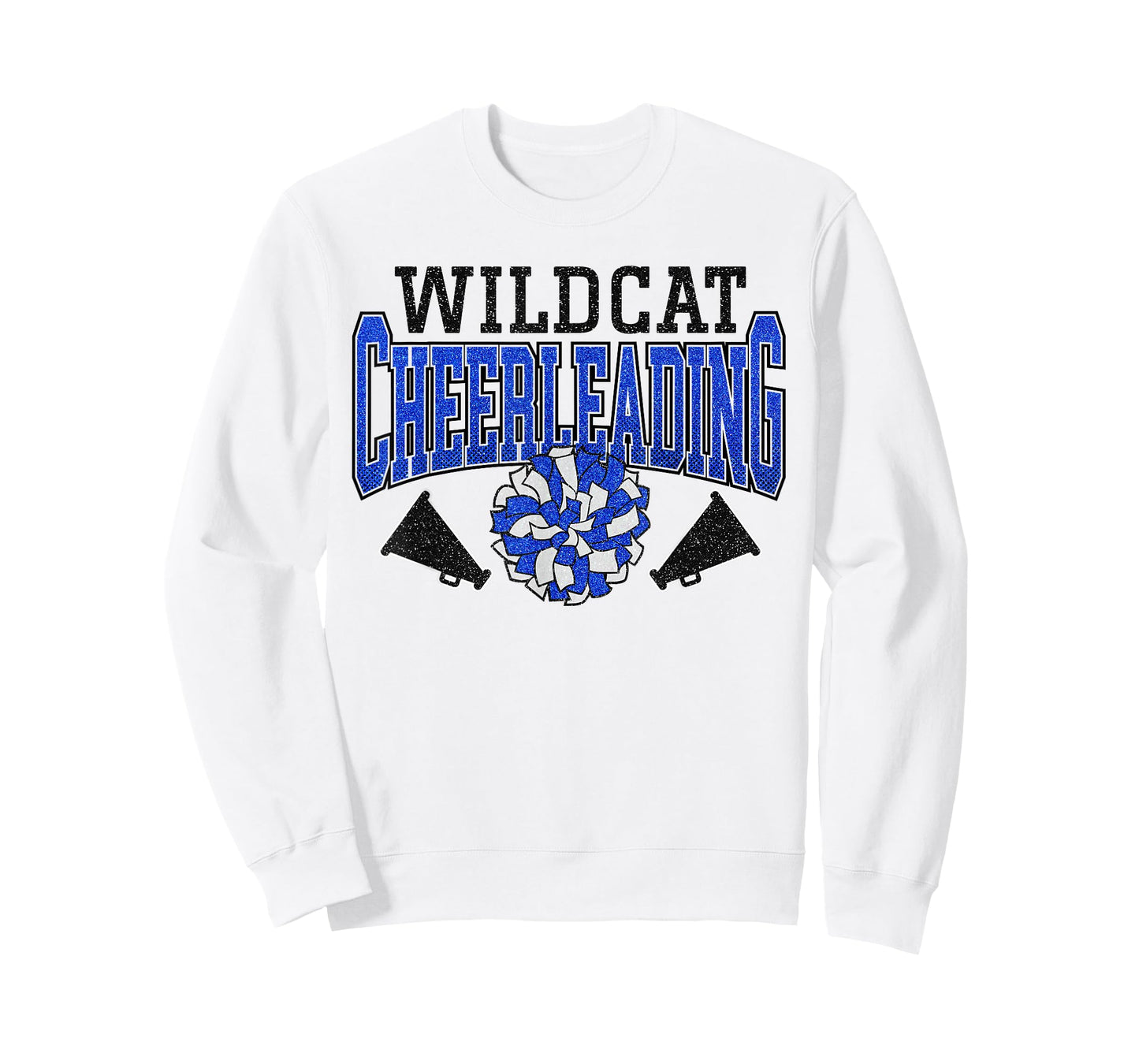 Wildcats Cheerleading Blue Wildcat Cheer Megaphone Pom Pom T-Shirt