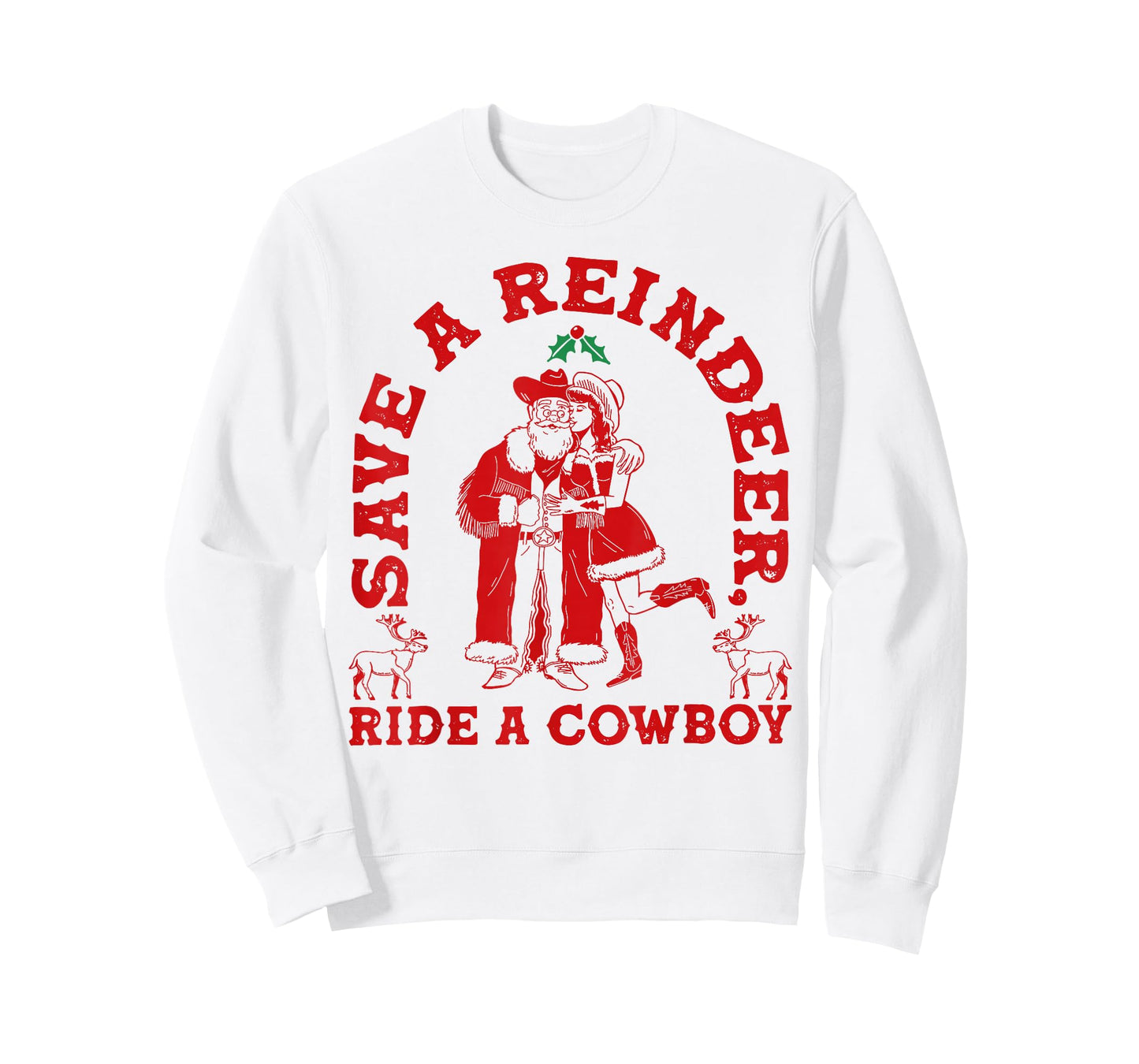 Save Reindeer Santa Ride Cowboy Christmas Country Western T-Shirt