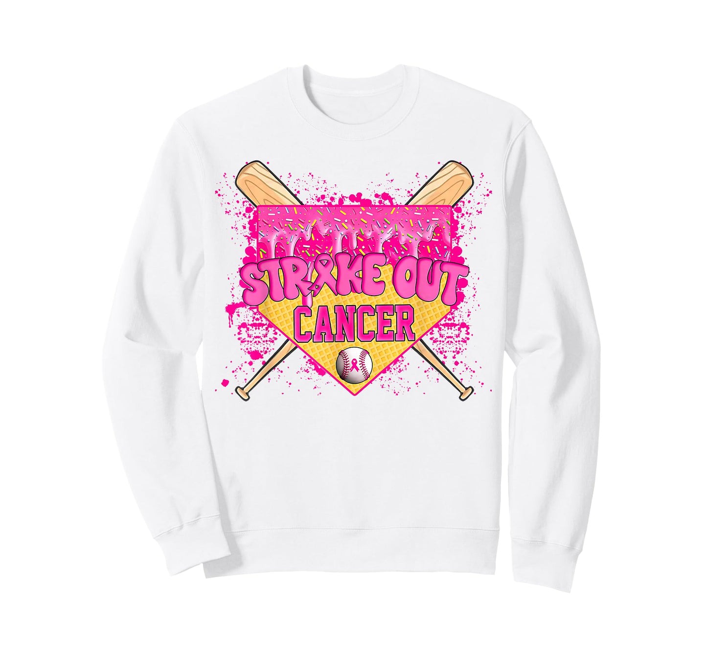 Strike Out Breast Cancer Warrior Baseball Drip Home Plate T-Shirt