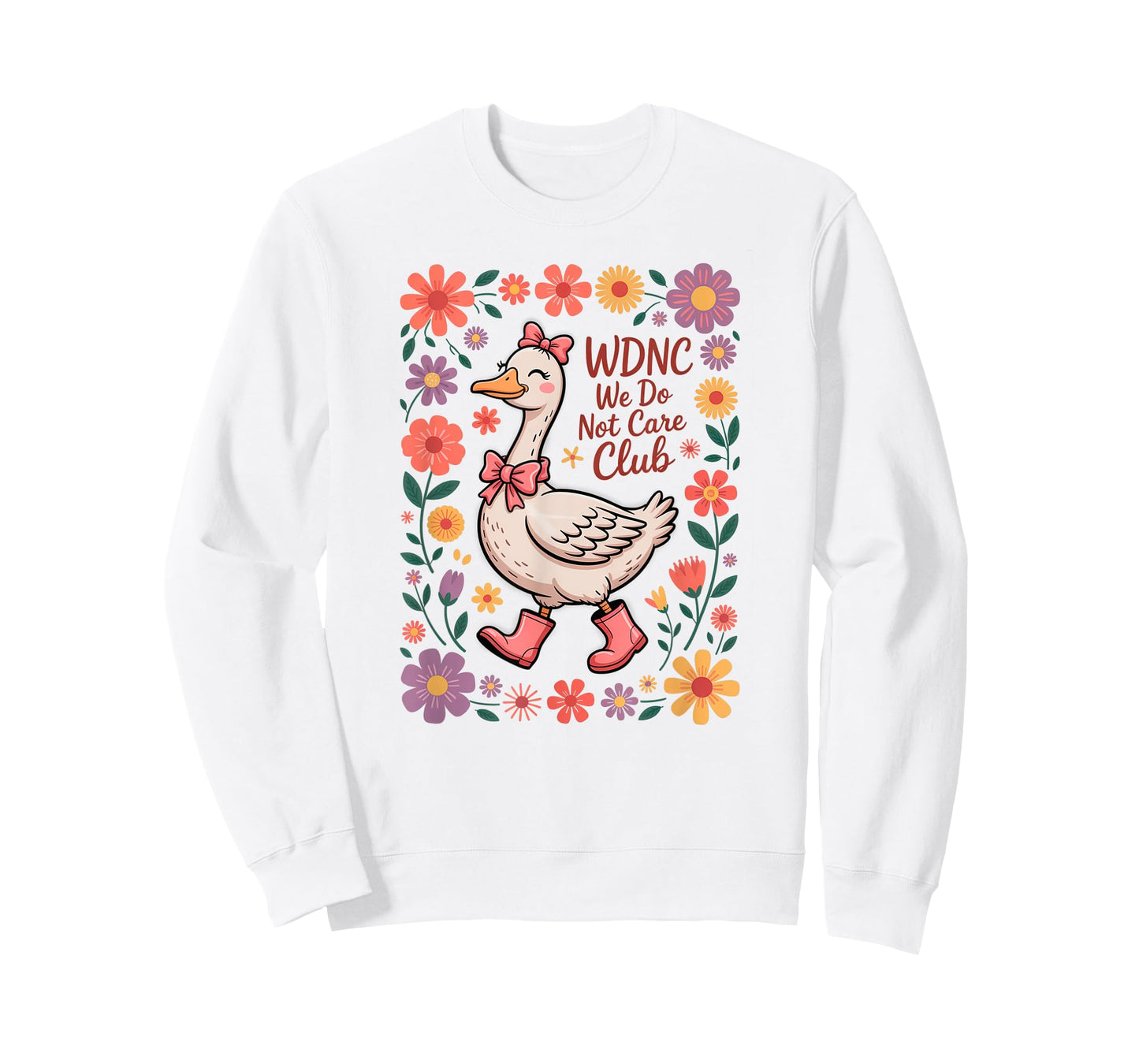 WDNC We Do Not Care Club Goose Floral Design T-Shirt