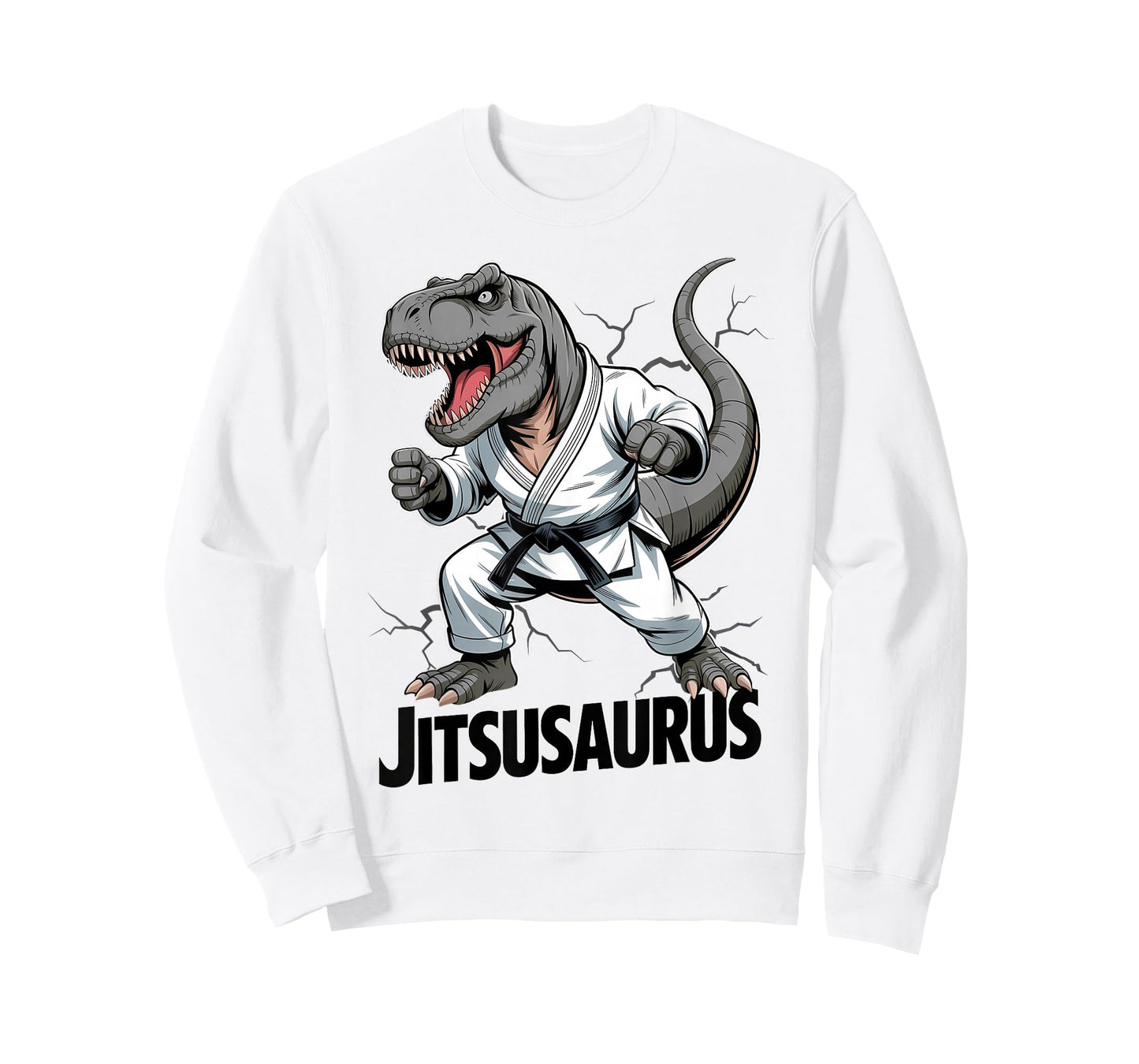Jitsusaurus Funny Dinosaur Brazilian Jiu Jitsu T-rex White T-Shirt