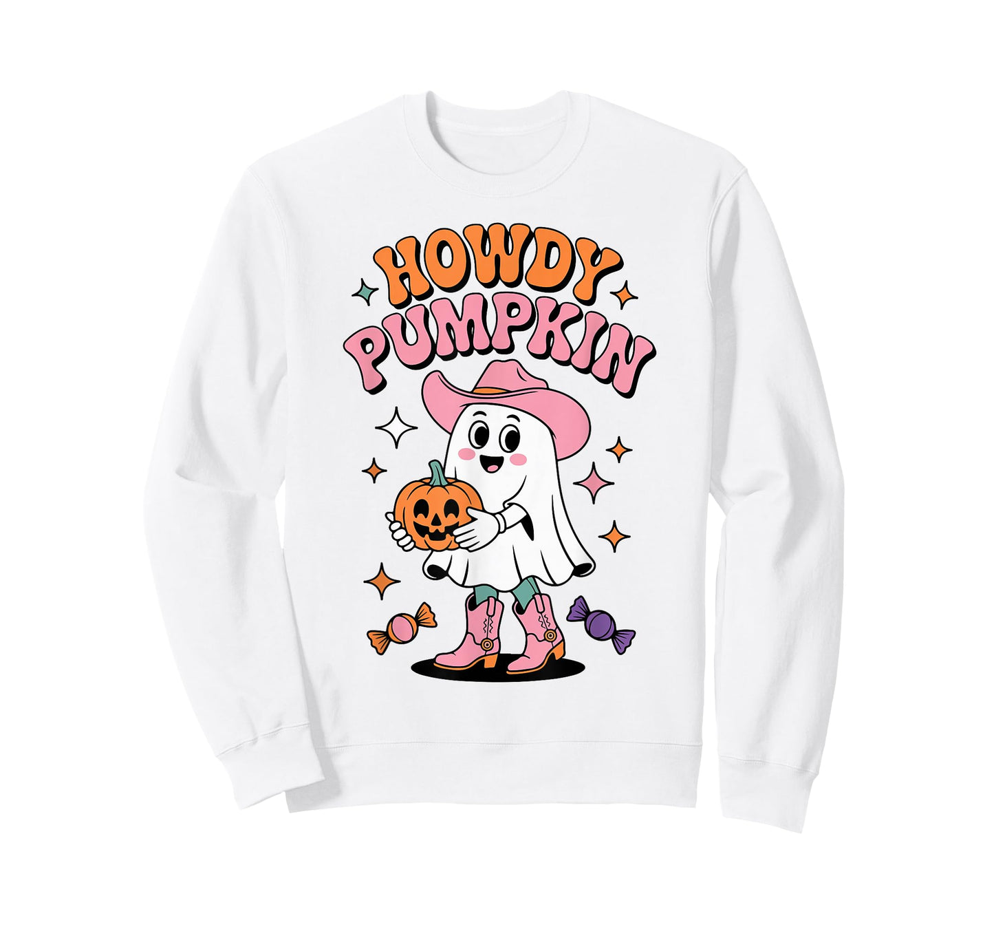 Howdy Pumpkin Ghost Cowgirl Halloween Cute Teen Girl Toddler T-Shirt