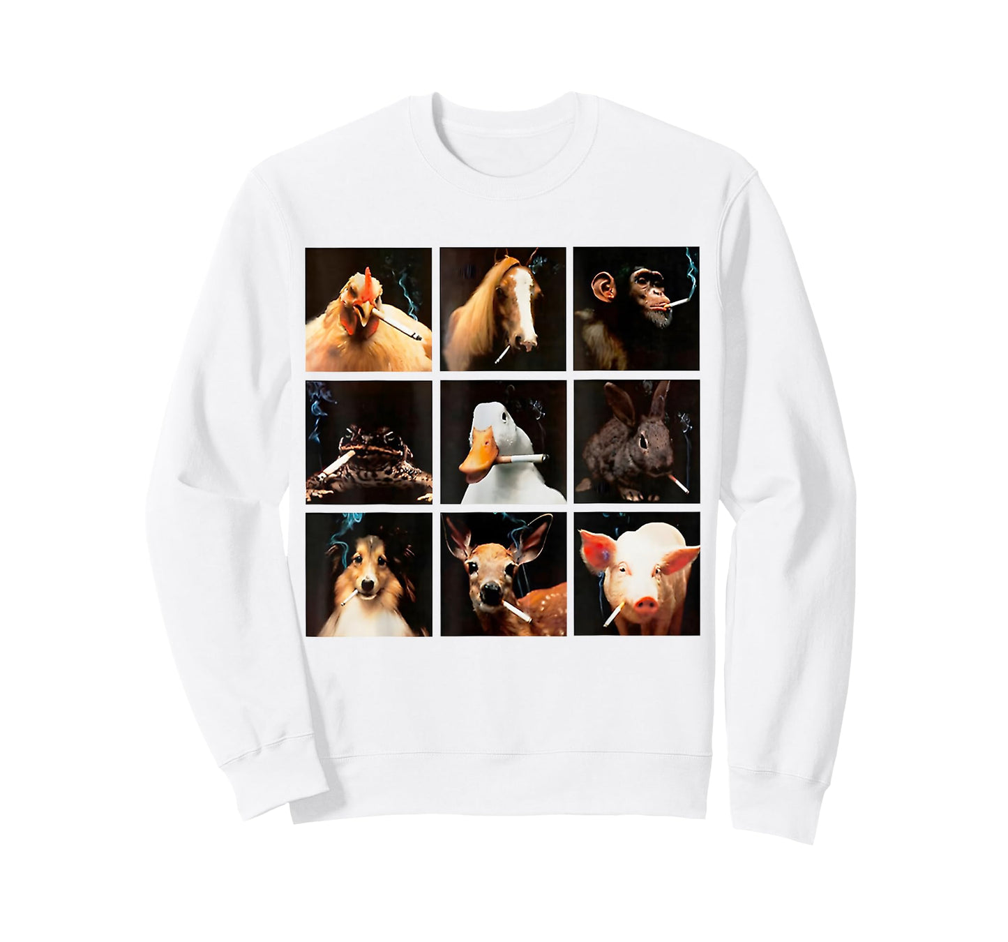 Funny Animals Smoking Mens Women Cute Cat Dog Duck Meme T-Shirt