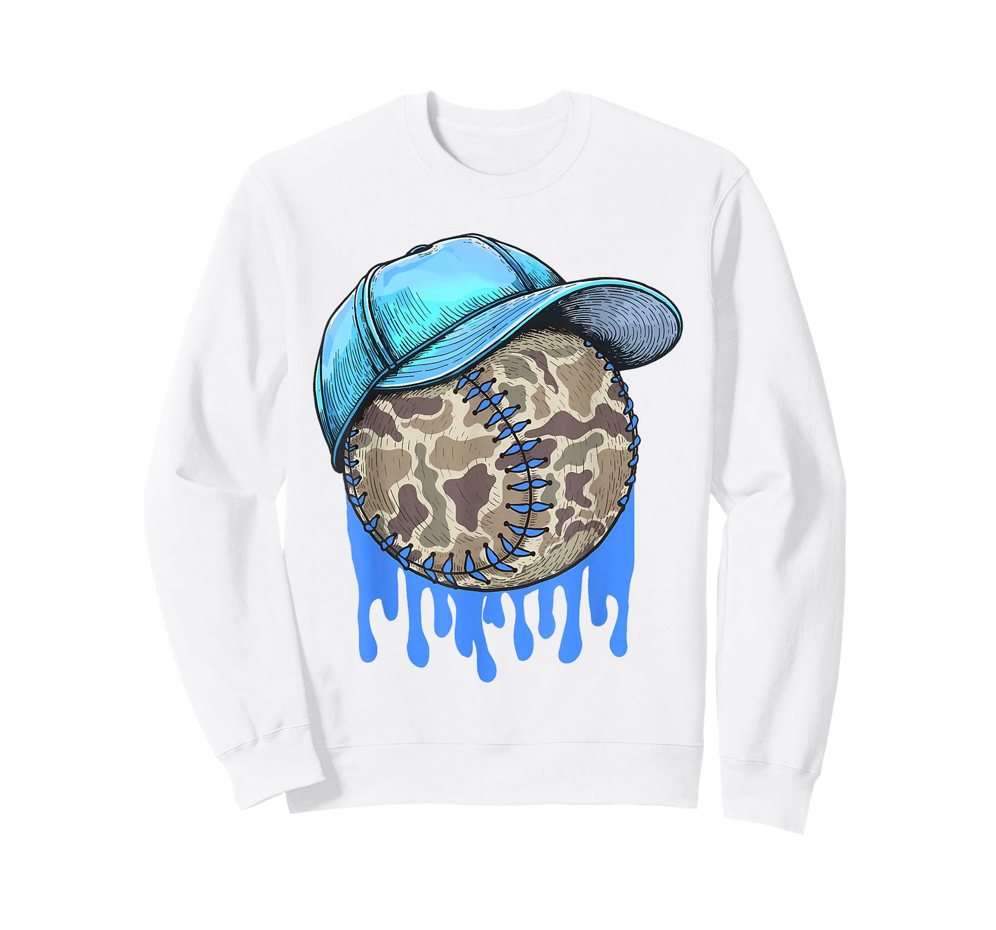 Baseball Drip for Boys Ice Cream Dripping Boys Baseball Camo T-Shirt