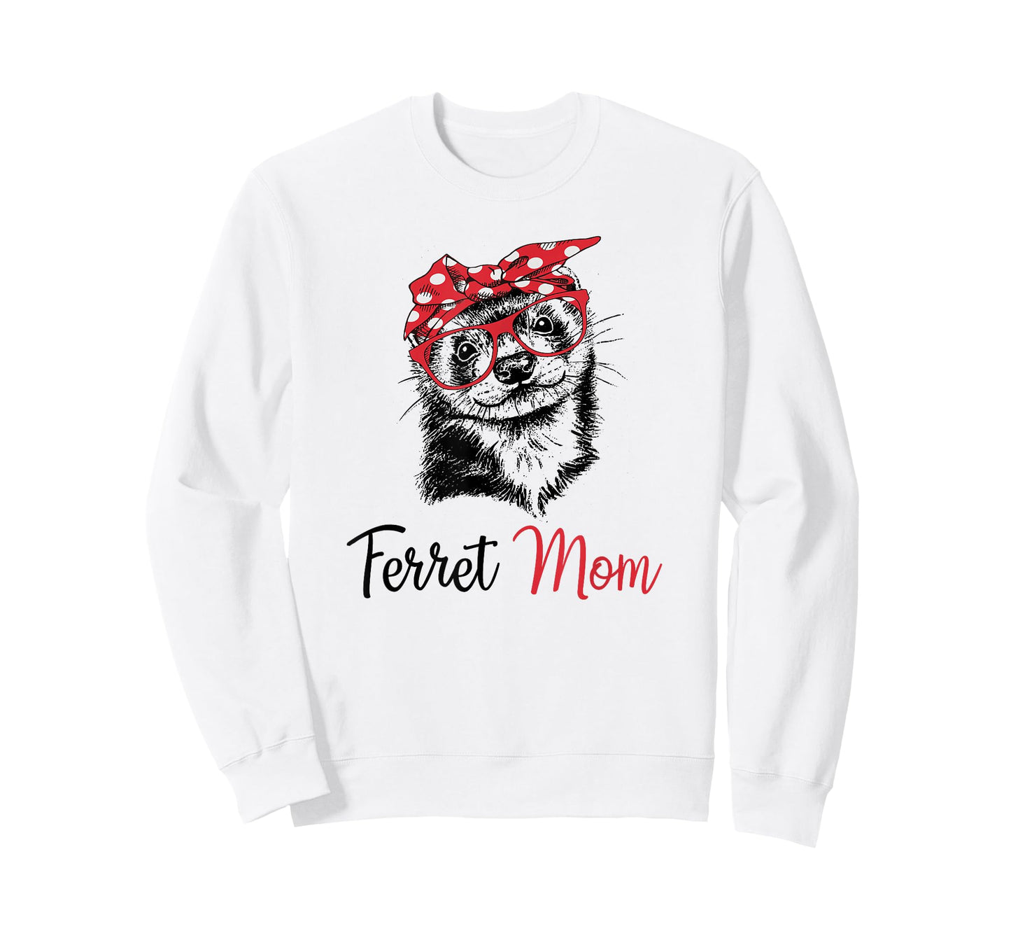 Funny Womens Girls Glasses Bandana Mom Ferret Lover T-Shirt