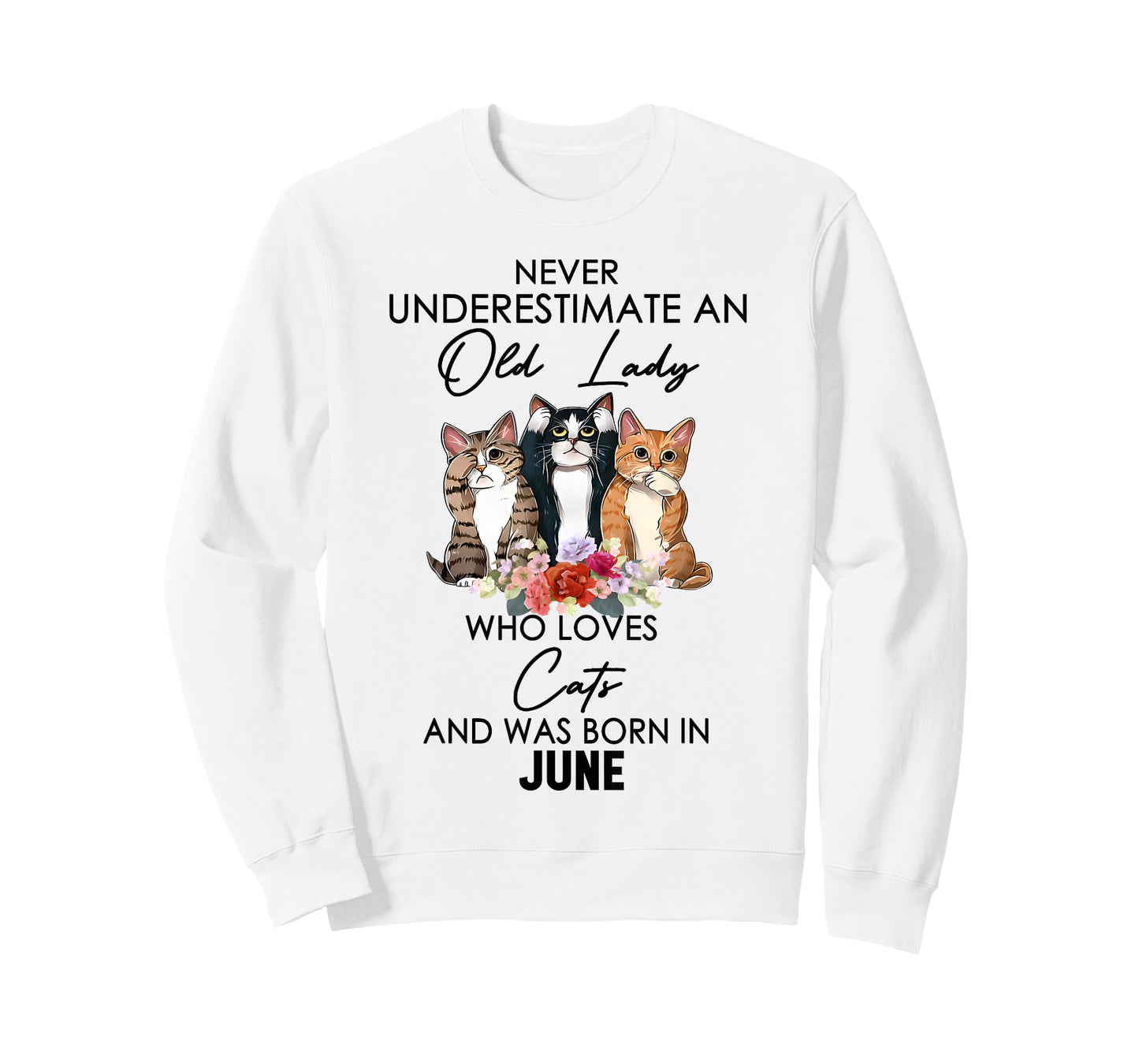 Never Underestimate An Old Lady Who Loves Cats Born June T-Shirt