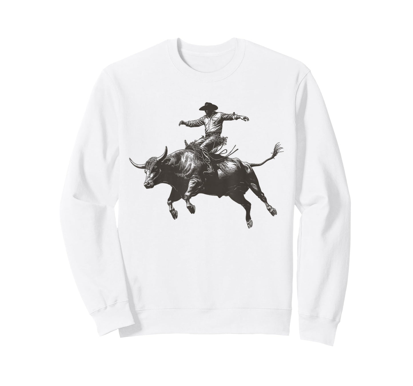 Vintage Cowboy Festival Country Music Concert Grey Cowboy Riding Bull T-Shirt - Unisex-Adults & Kids - Short Sleeve - Classic Fit - Crew Neck - Small