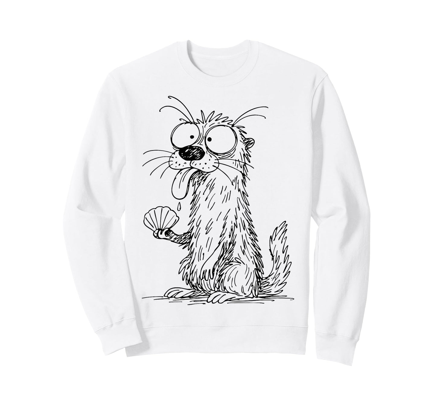 Sea Otter Abstract Art Portrait Drawing Whimsical Funny T-Shirt