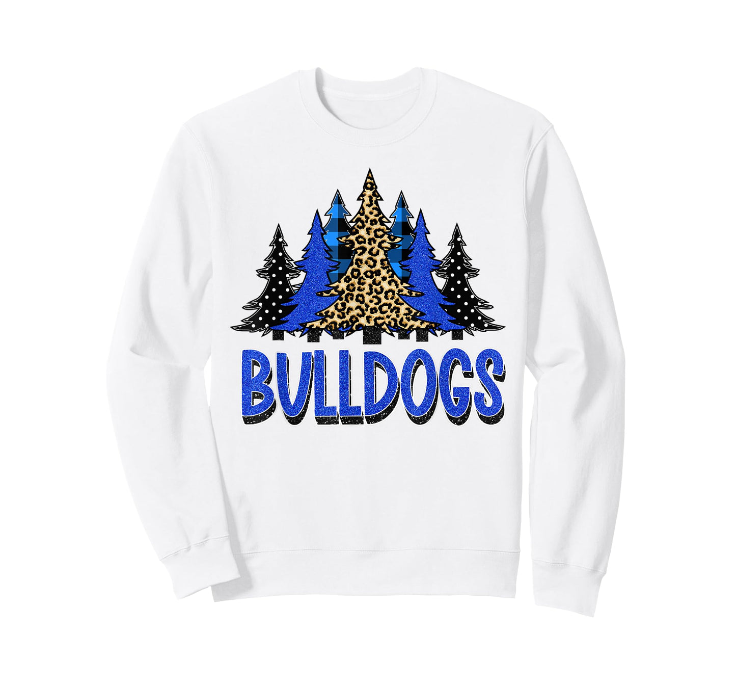 Bulldogs Christmas School Spirit Blue Black White T-Shirt