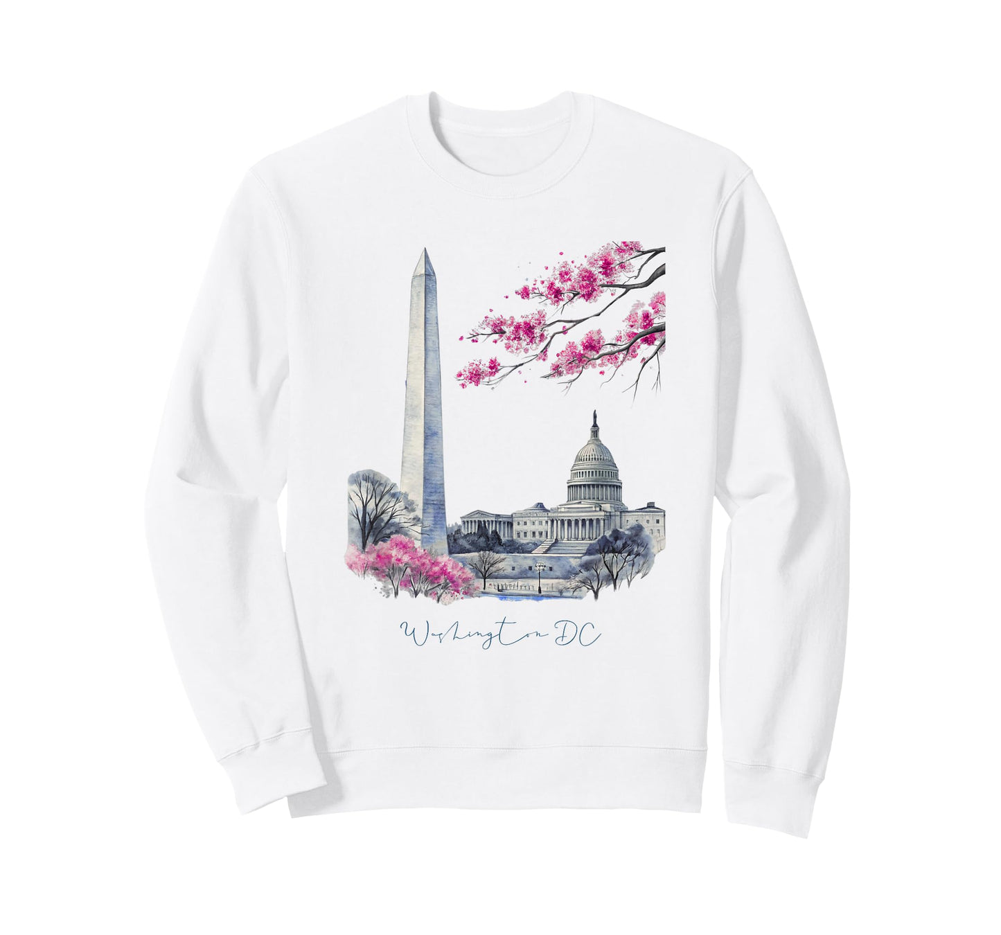 Washington DC Landmarks Cherry Blossoms Art T-Shirt