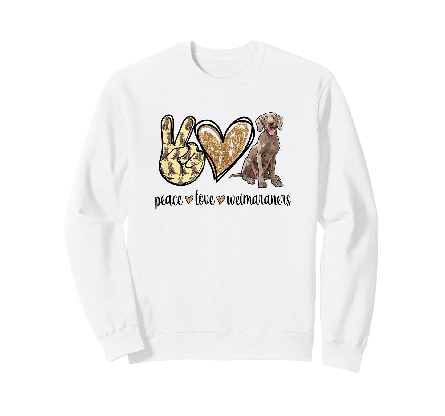 Womens Girls Owners Cute Peace Love Weimaraner Lover T-Shirt
