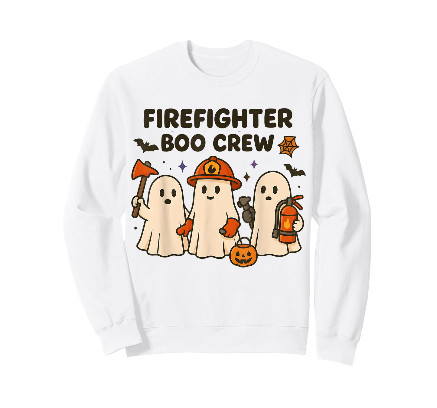 Firefighter Boo Crew Funny Ghost Matching Halloween Costume T-Shirt