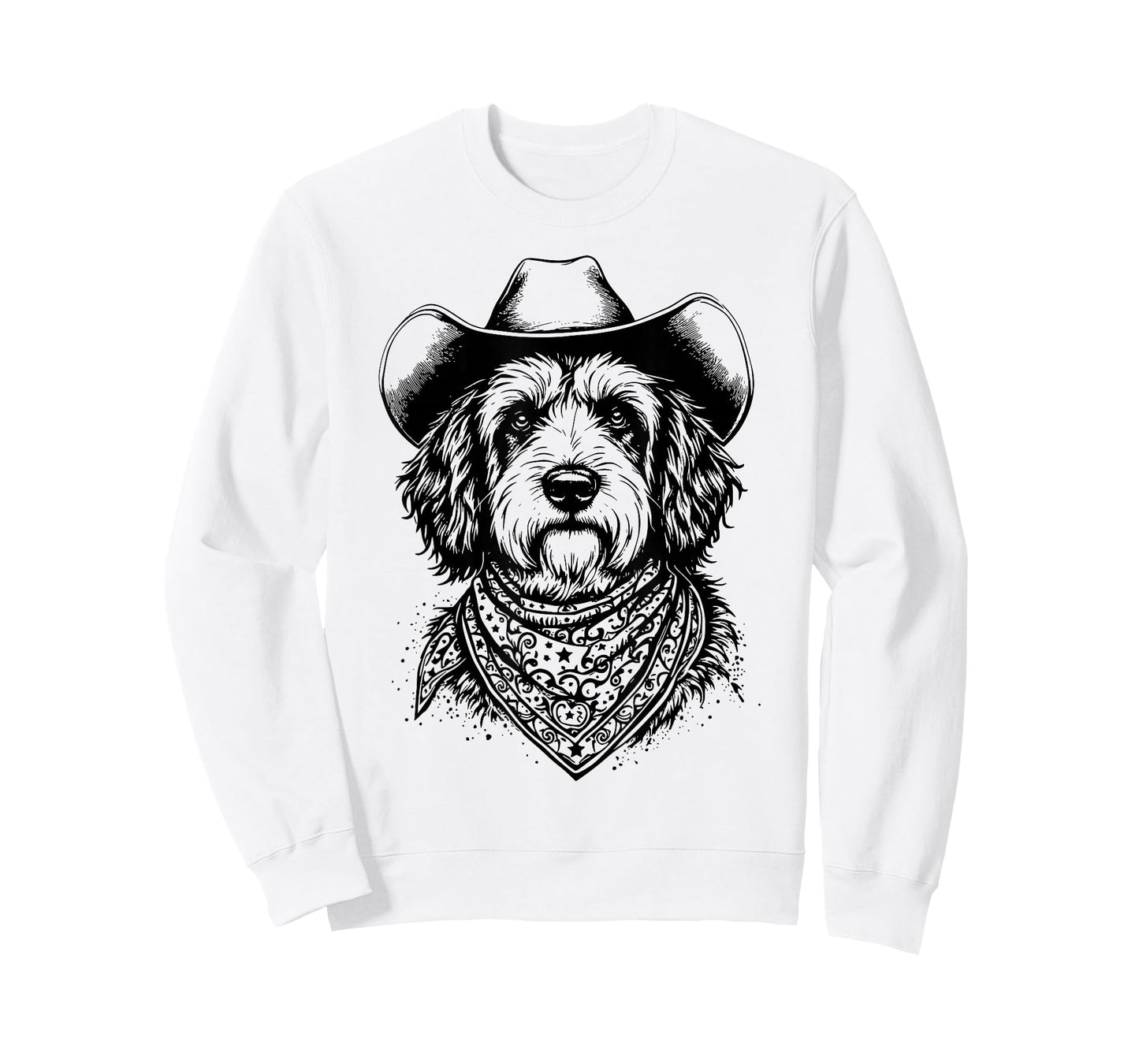 Retro Old English Sheepdog Cowboy Hat and Bandana Western T-Shirt