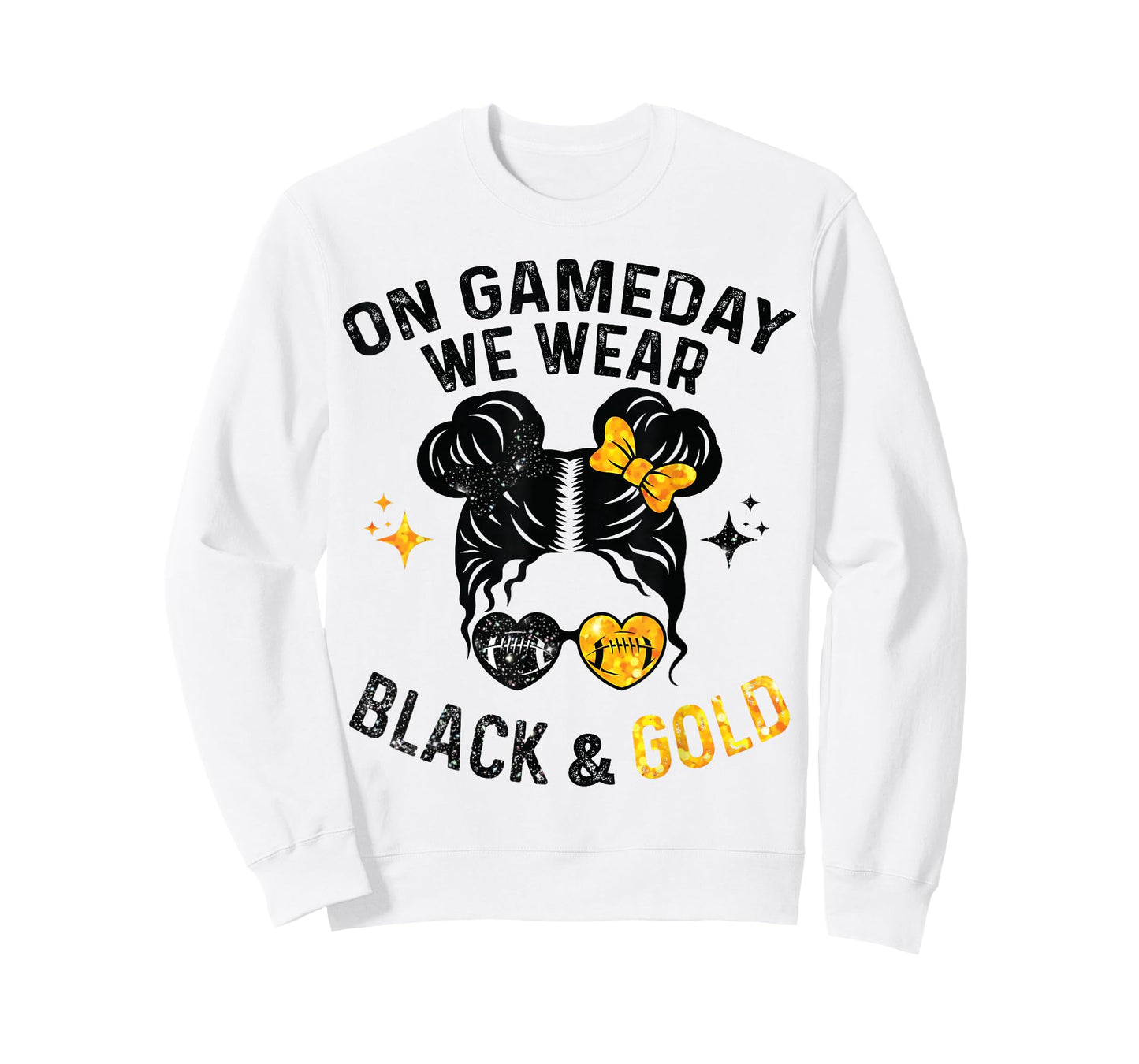 On Gameday We Wear Black and Gold Messy Football T-Shirt