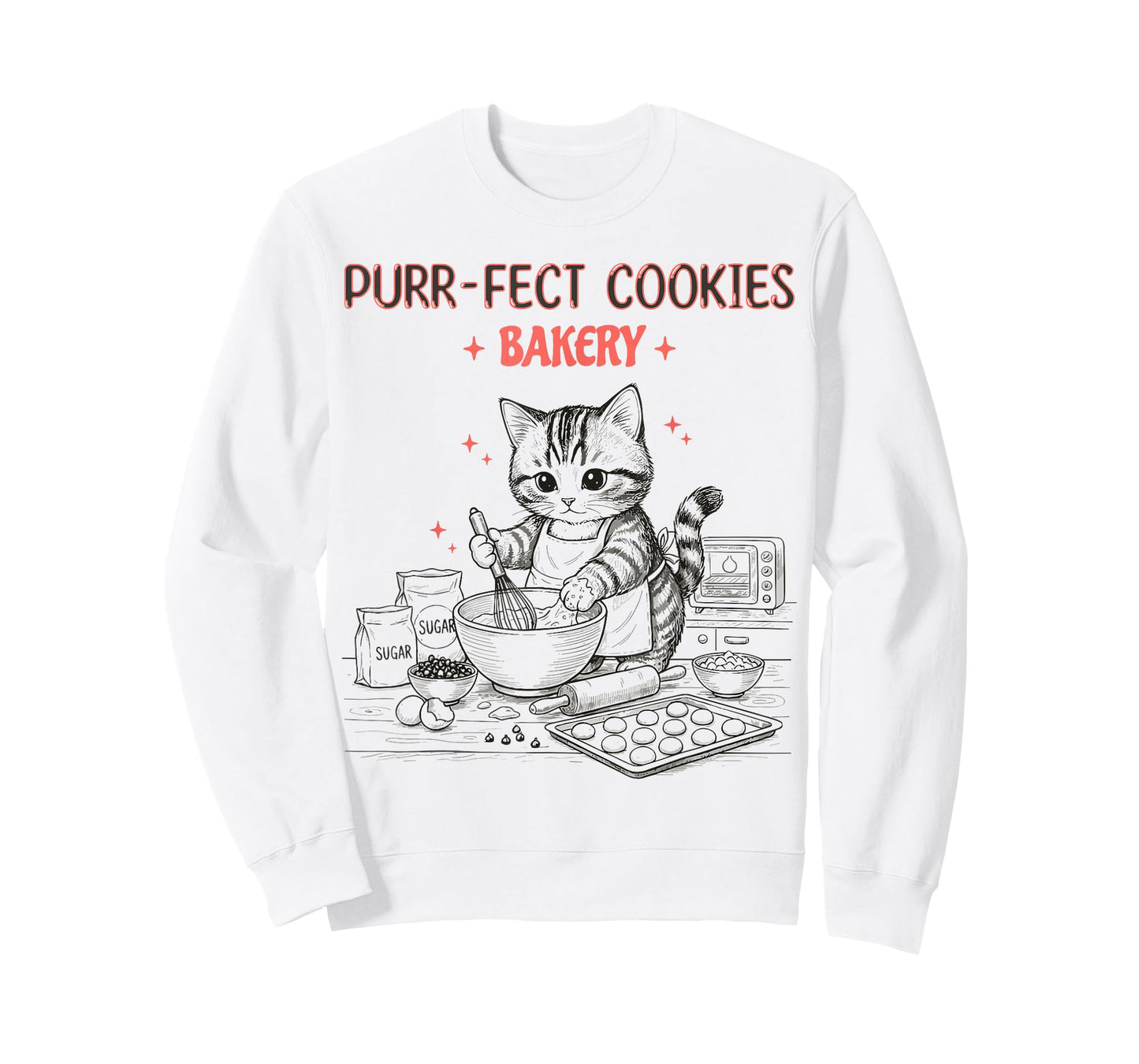 Funny Cat Baking Cookies Purrfect Kitchen Chef T-Shirt