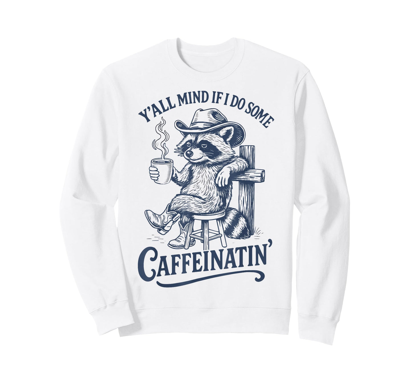 Raccoon with Cowboy Hat Coffee Lover Humor Country Western T-Shirt
