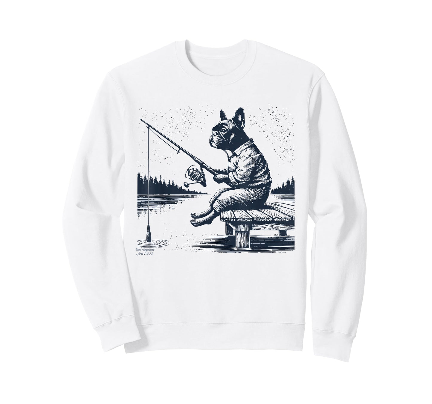 French Bulldog Frenchie Fishing Funny Fish Dog Mom Pet Dad T-Shirt