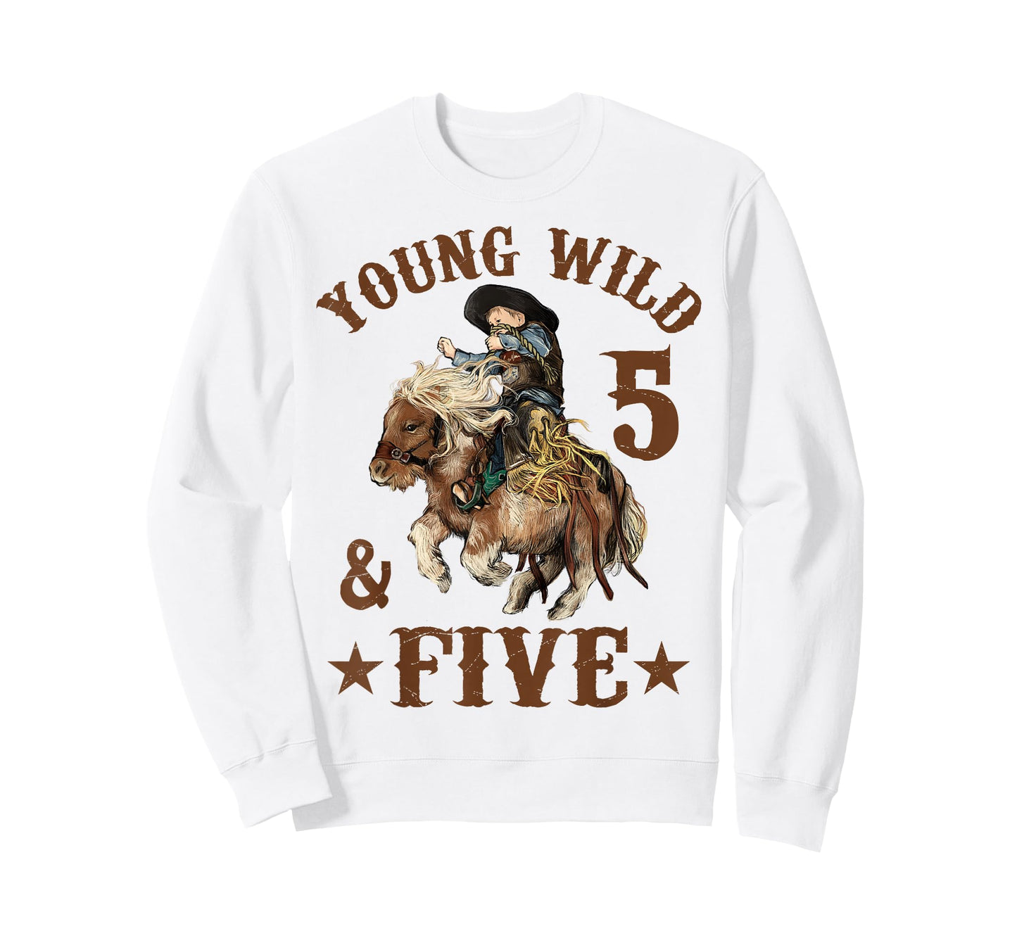Young Wild and Five Cowboy 5th Birthday Boy 5 Years Old T-Shirt