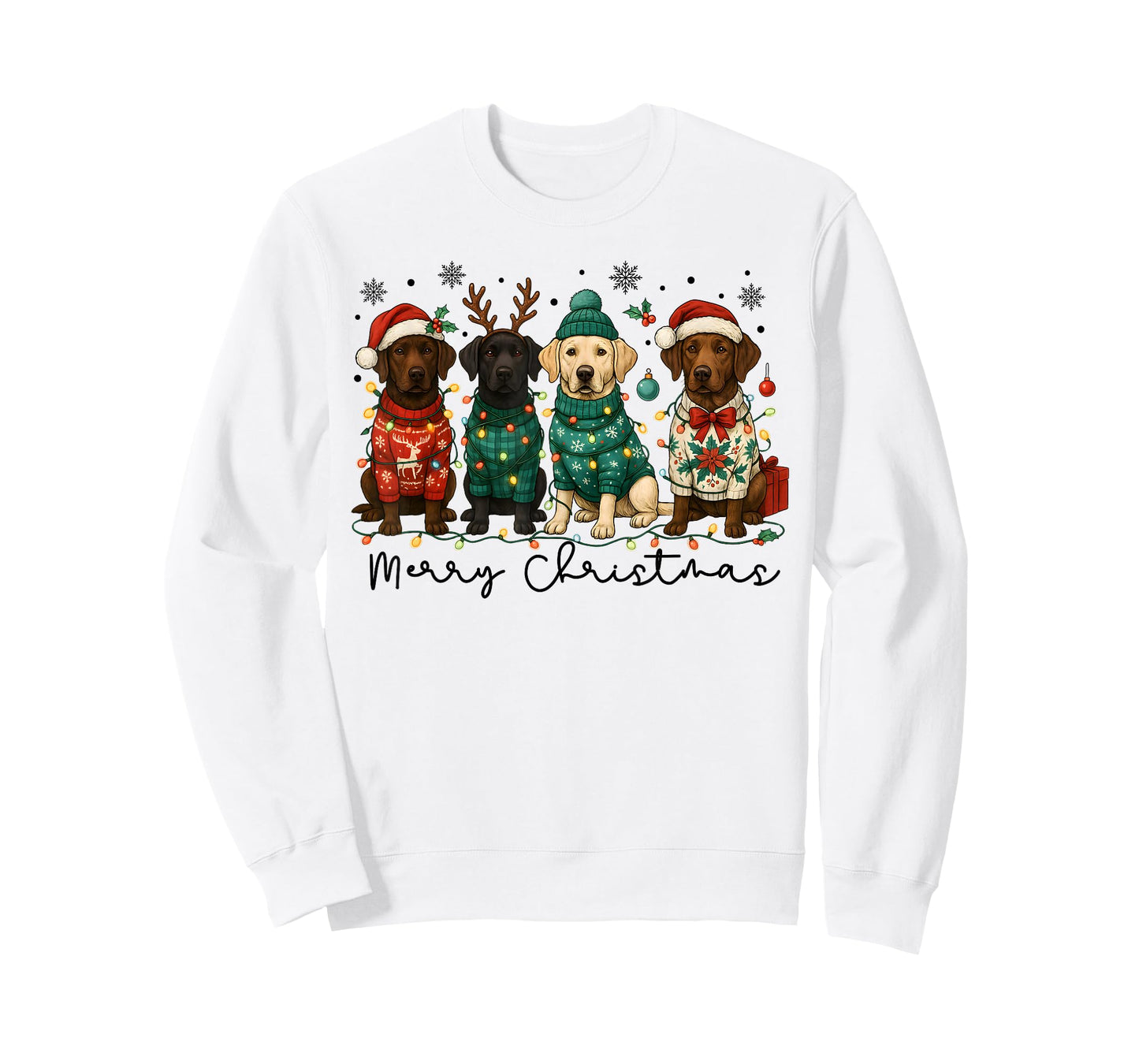 Merry Christmas Labrador Dog Retro Xmas Puppy Men Women Kids T-Shirt
