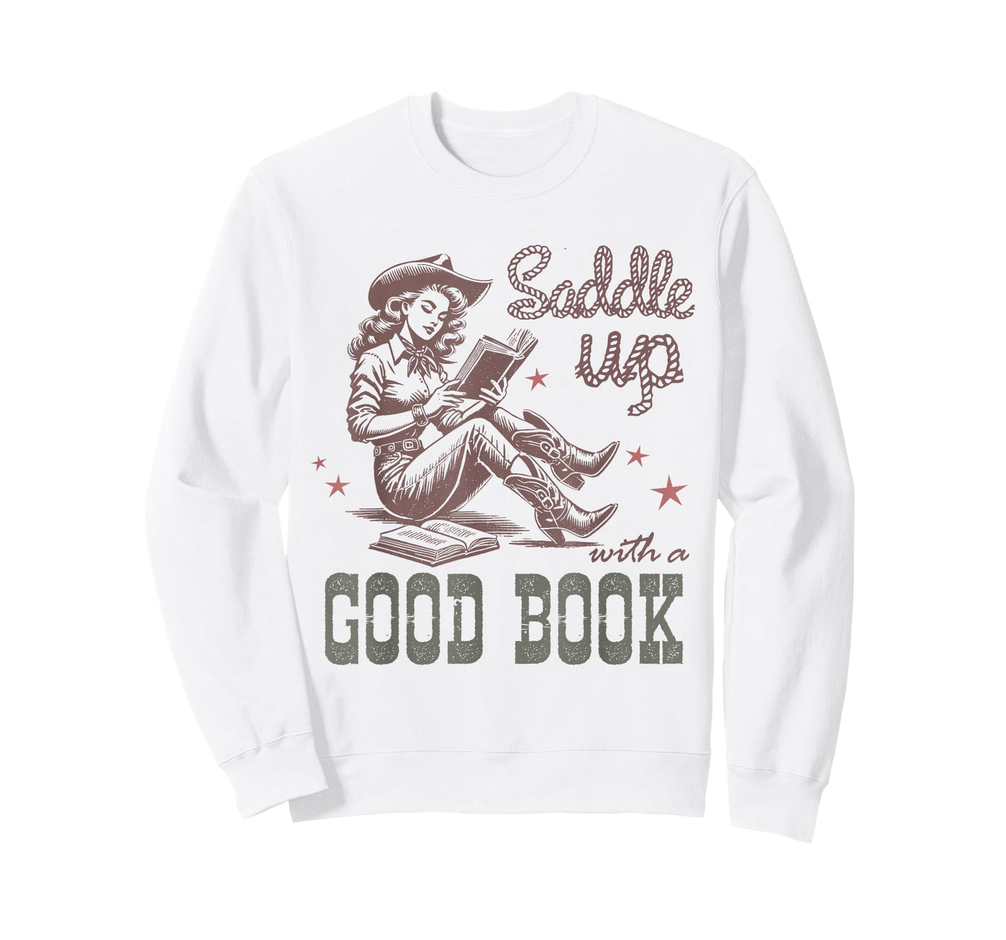 Retro Cowgirl ReadingTee Saddle Up With A Good Book Western T-Shirt