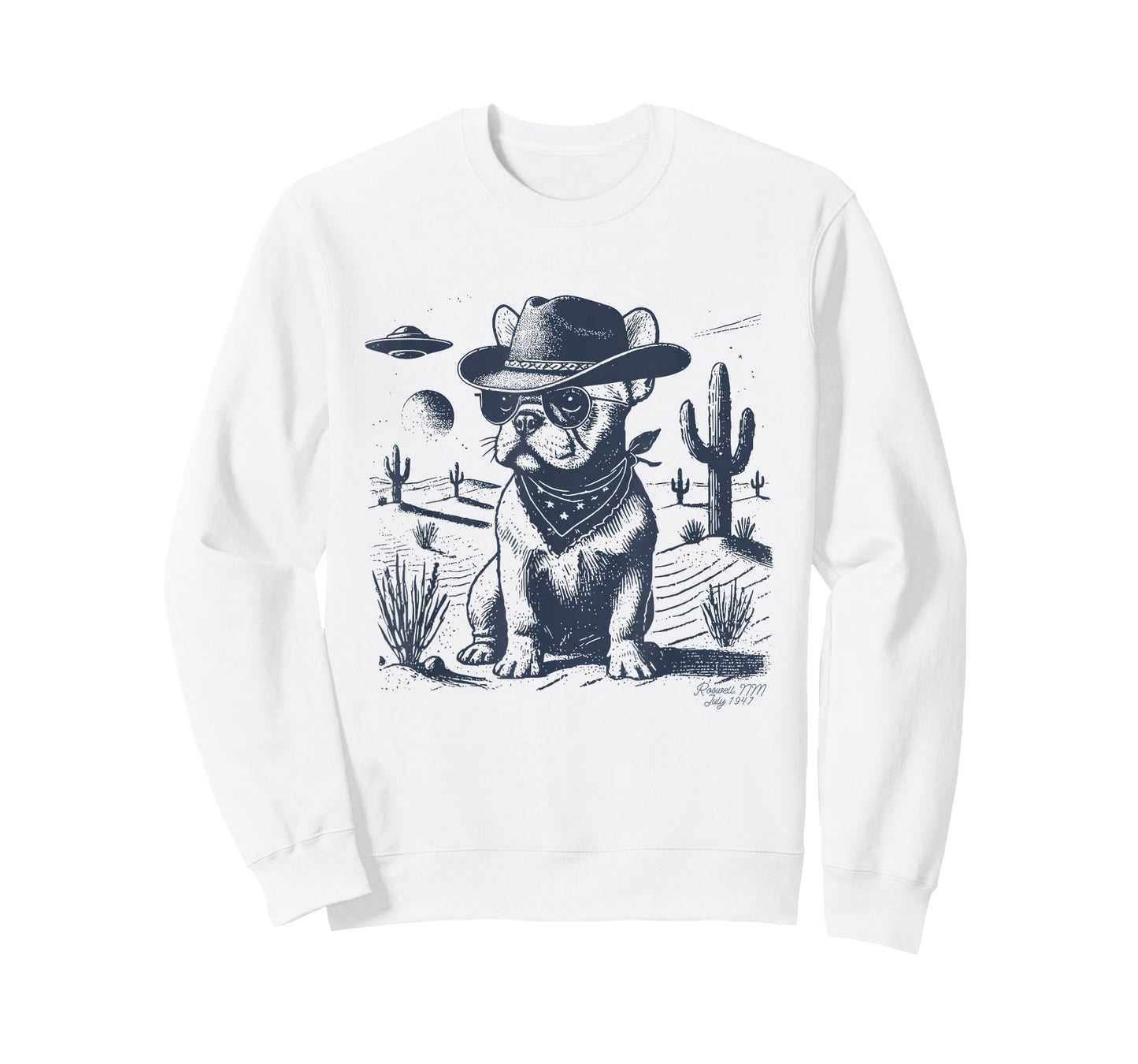 French Bulldog Frenchie Cowboy UFO Vintage Dog Mom Pet Dad T-Shirt