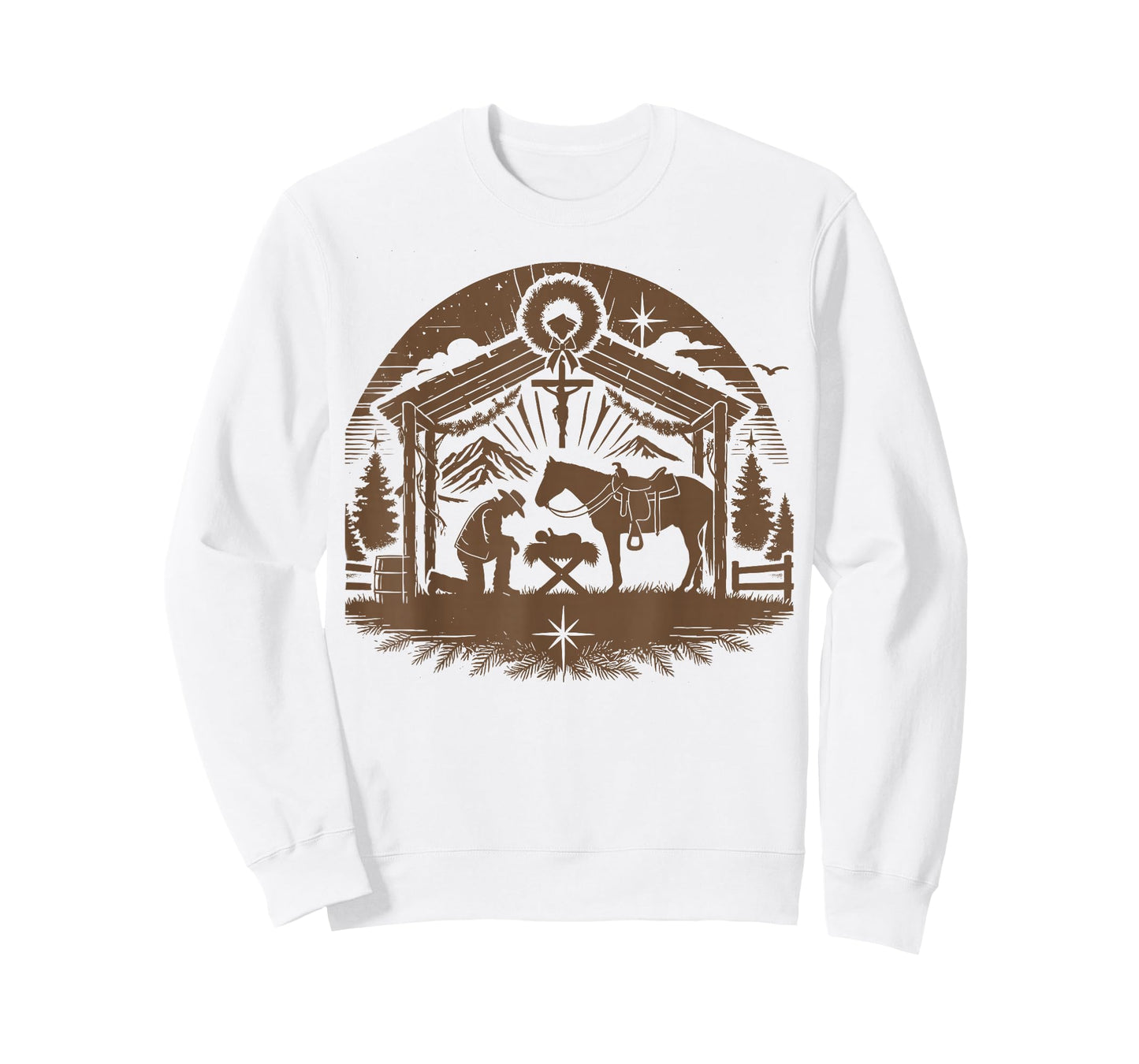 Praying Cowboy Christmas Nativity Christian Western Country T-Shirt