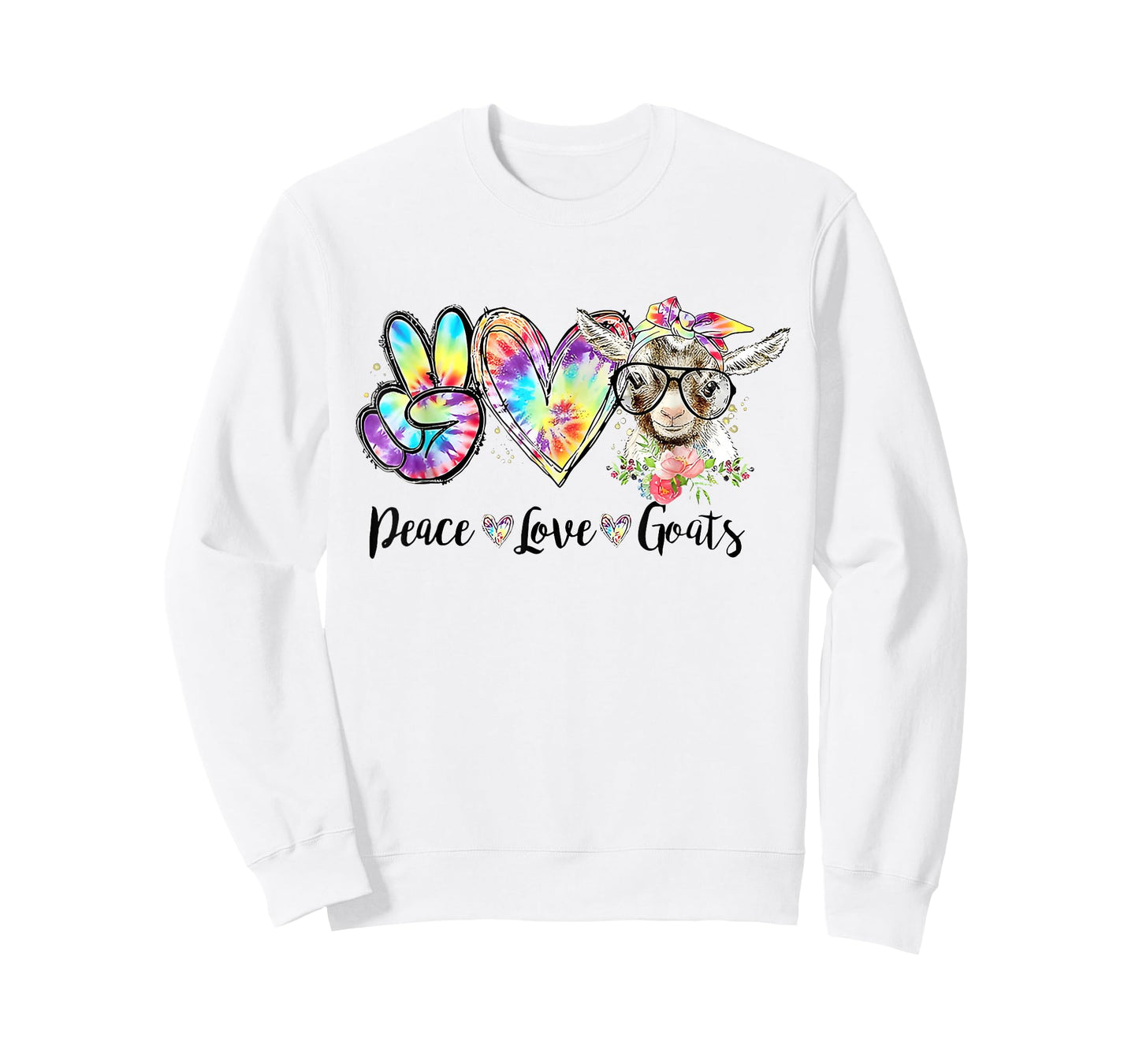 Tie Dye Peace Love Goats Farm Girl Goat Lover Funny T-Shirt