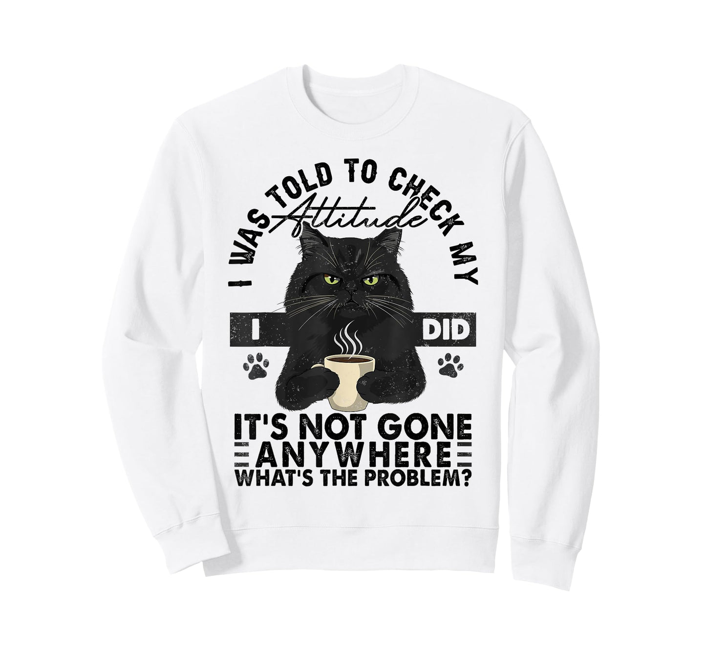 Grumpy Black Cat I Was Told To Check My Attitude Funny Cat T-Shirt