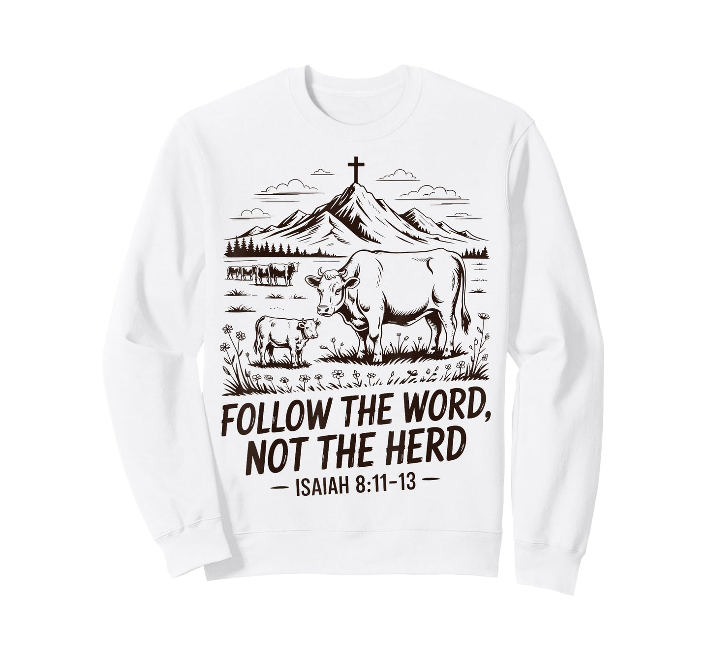 Follow The Word Not The Herd Christian Western Country Cow T-Shirt