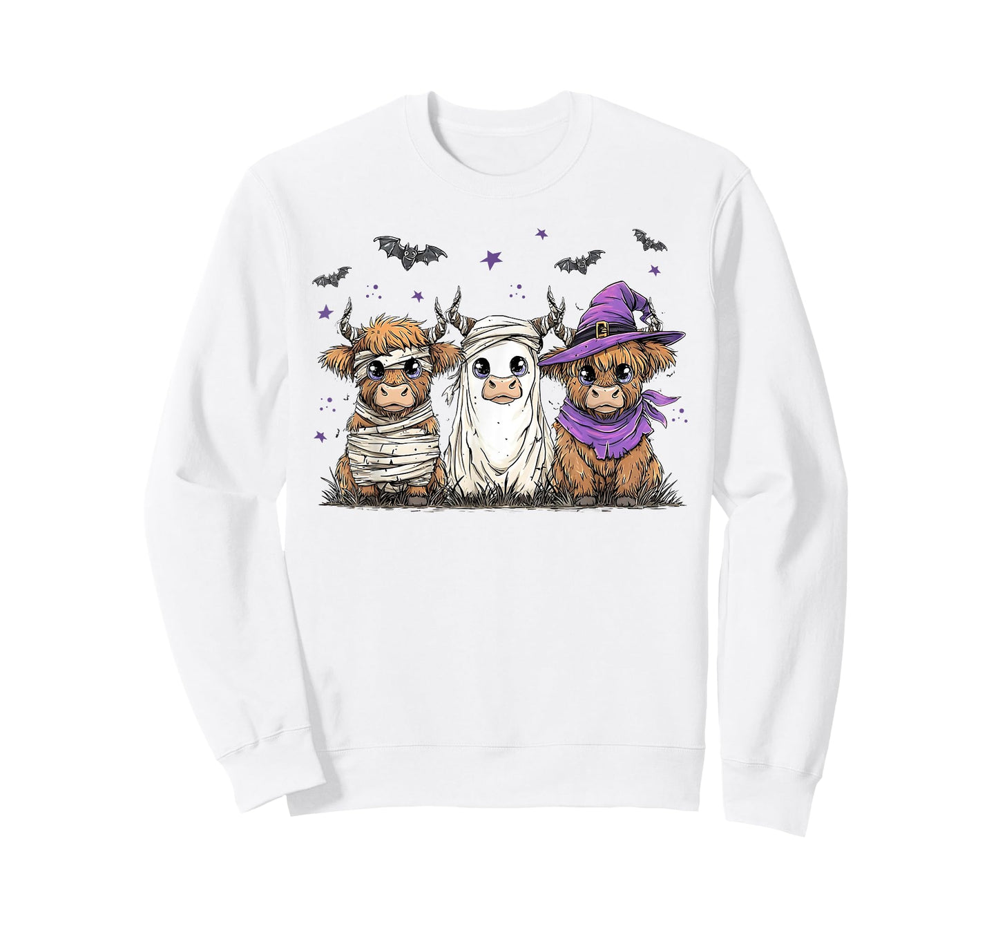 Halloween Highland Cow Witchy Cow Spooky Pumpkin Cow Ghost T-Shirt