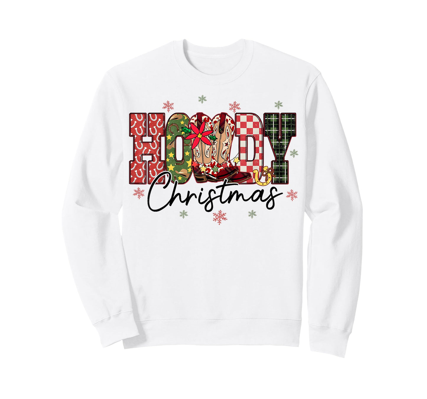 Howdy Christmas Boots Cowgirl Western Checkered Plaid Xmas T-Shirt