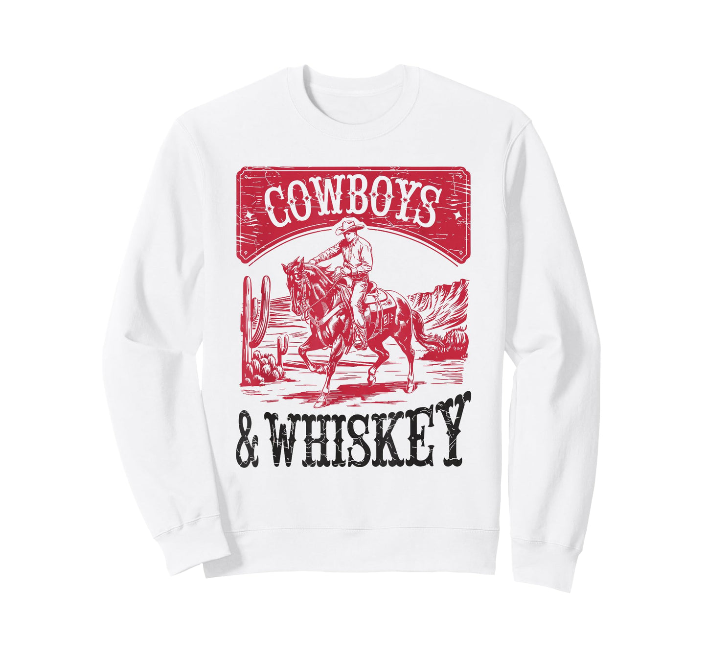 Cowboys & Whiskey, Vintage Bronc Rider Cowgirl T-Shirt