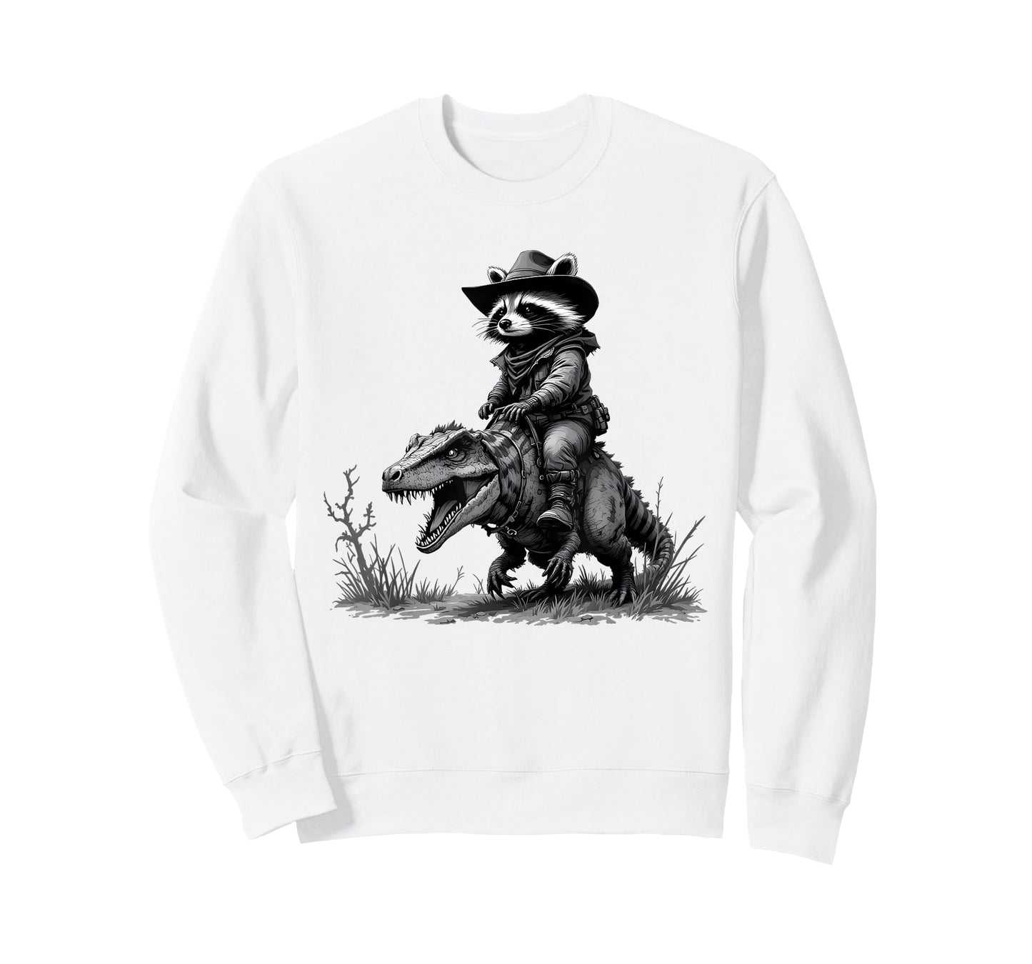 Raccoon Cowboy Cowgirl Panda Trash Western Vintage Dinosaur T-Shirt