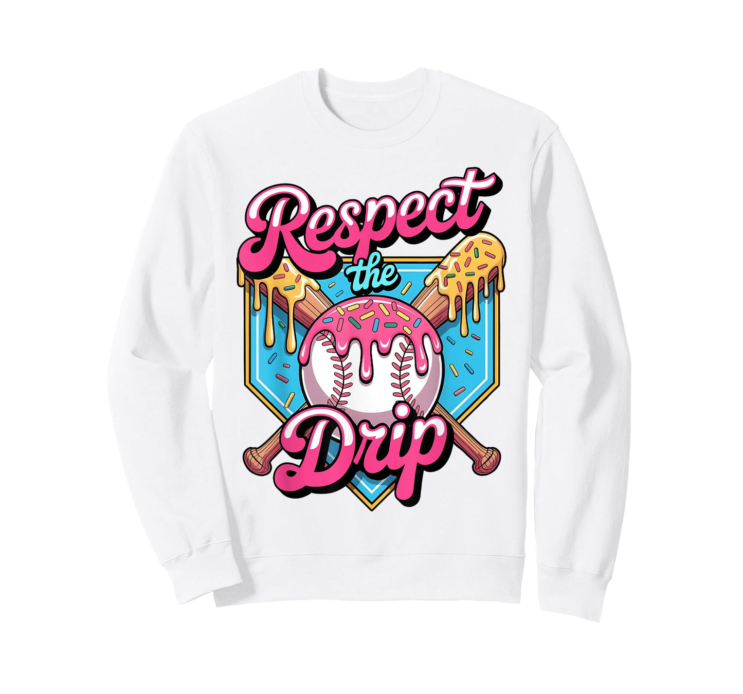 Respect The Drip Baseball Home Plate Ice Cream Dripping T-Shirt