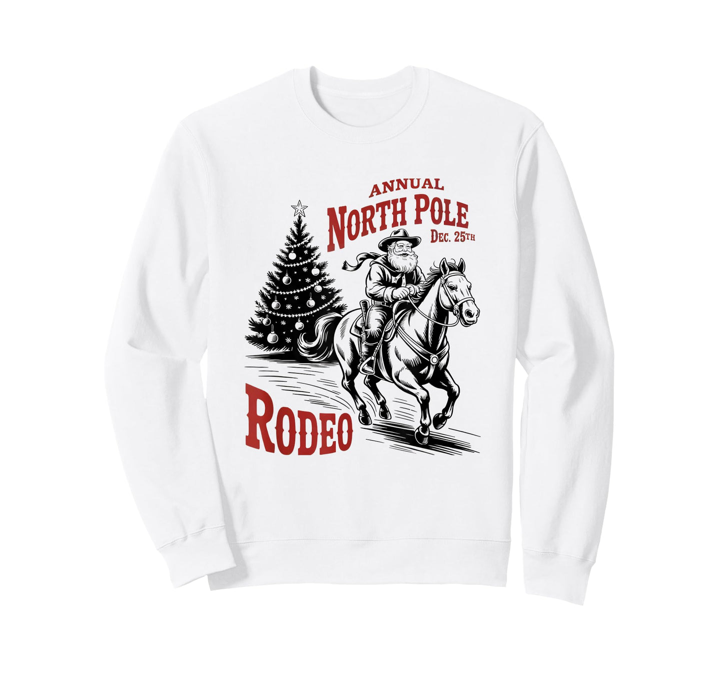 Annual North Pole Rodeo Santa Western Cowboy Christmas Retro T-Shirt