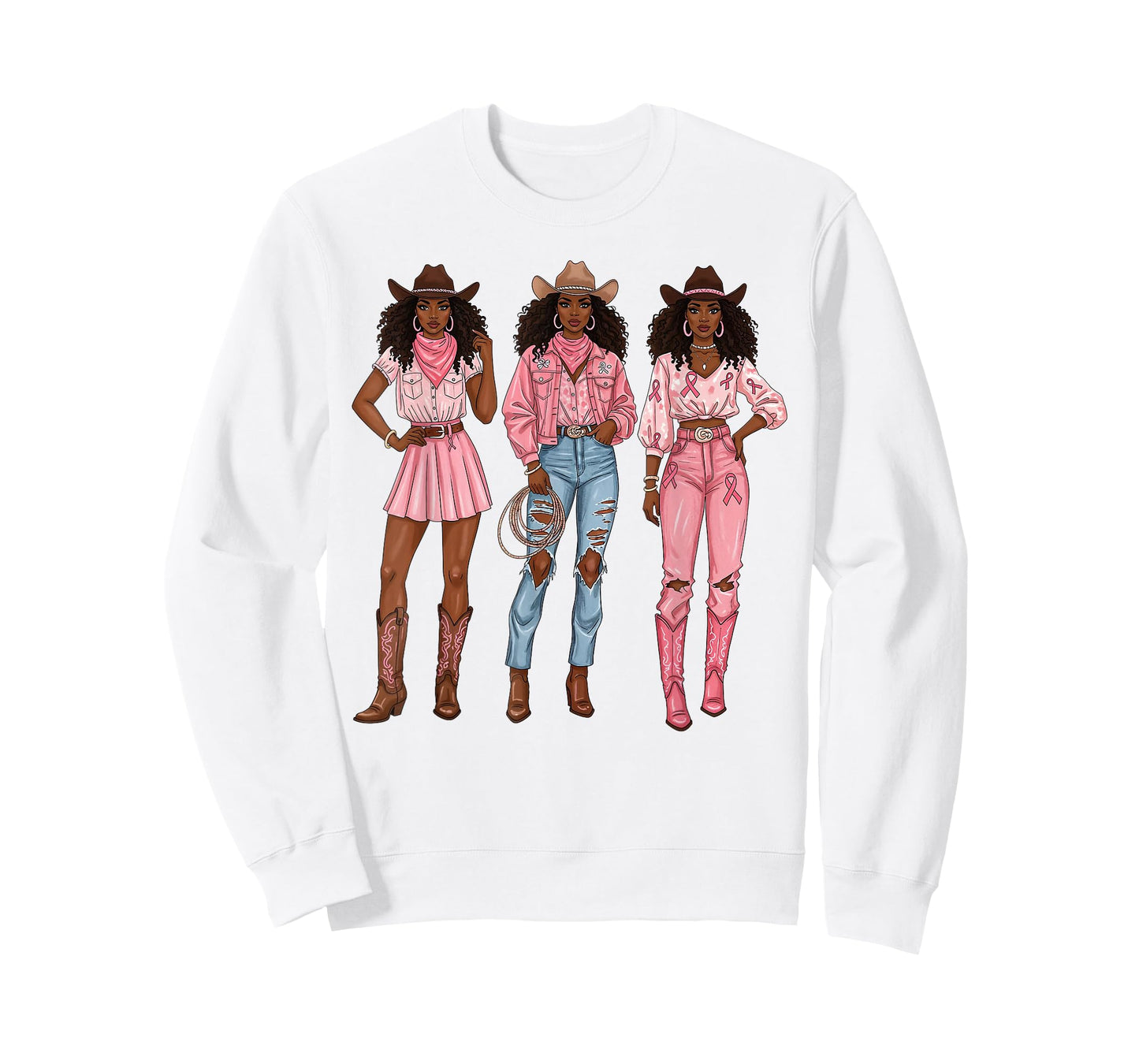 Black Cowgirl Breast Cancer Awareness Pink Ribbon Western T-Shirt