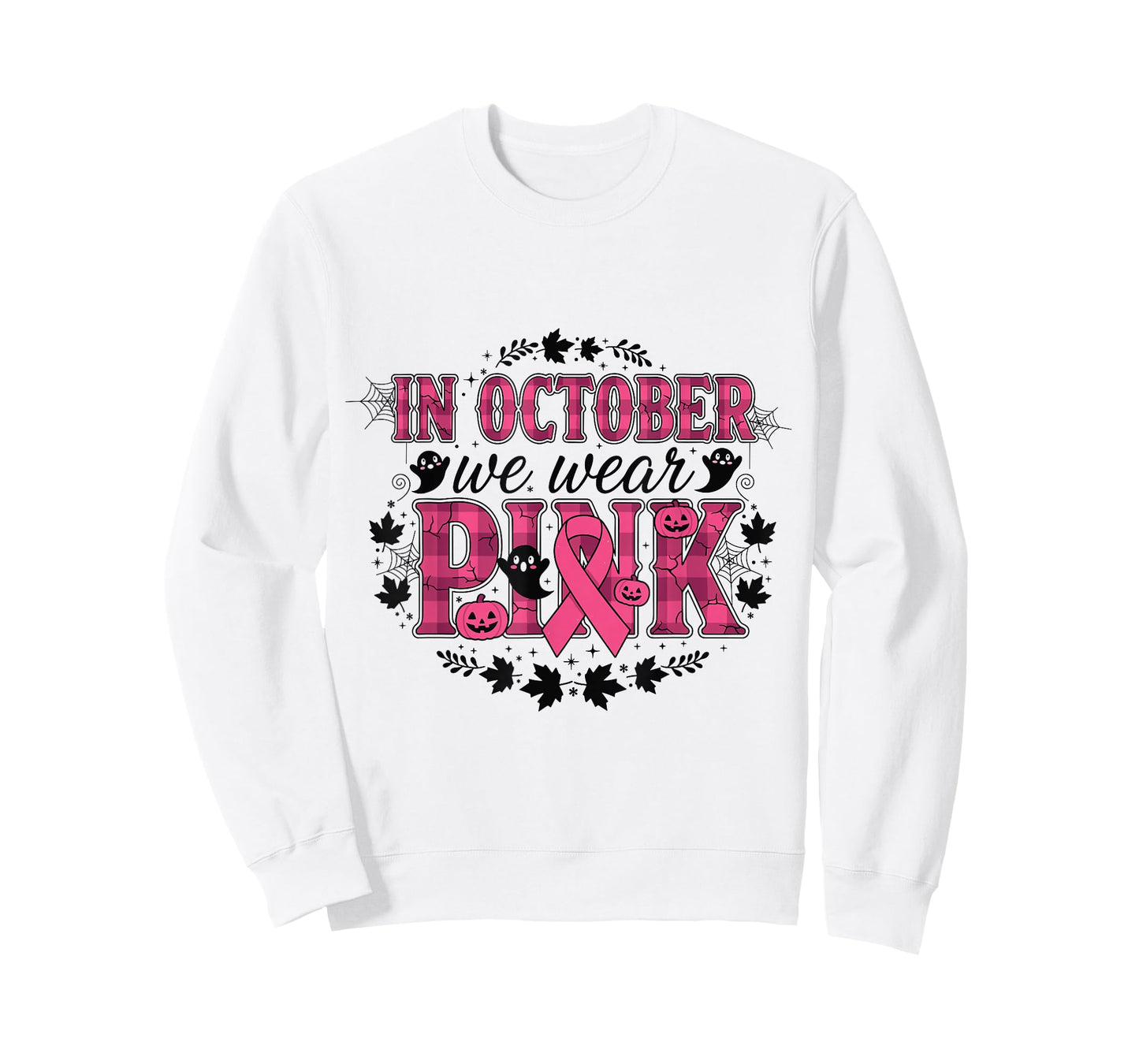 Pink Ghost Ribbon in October Awareness Design T-Shirt