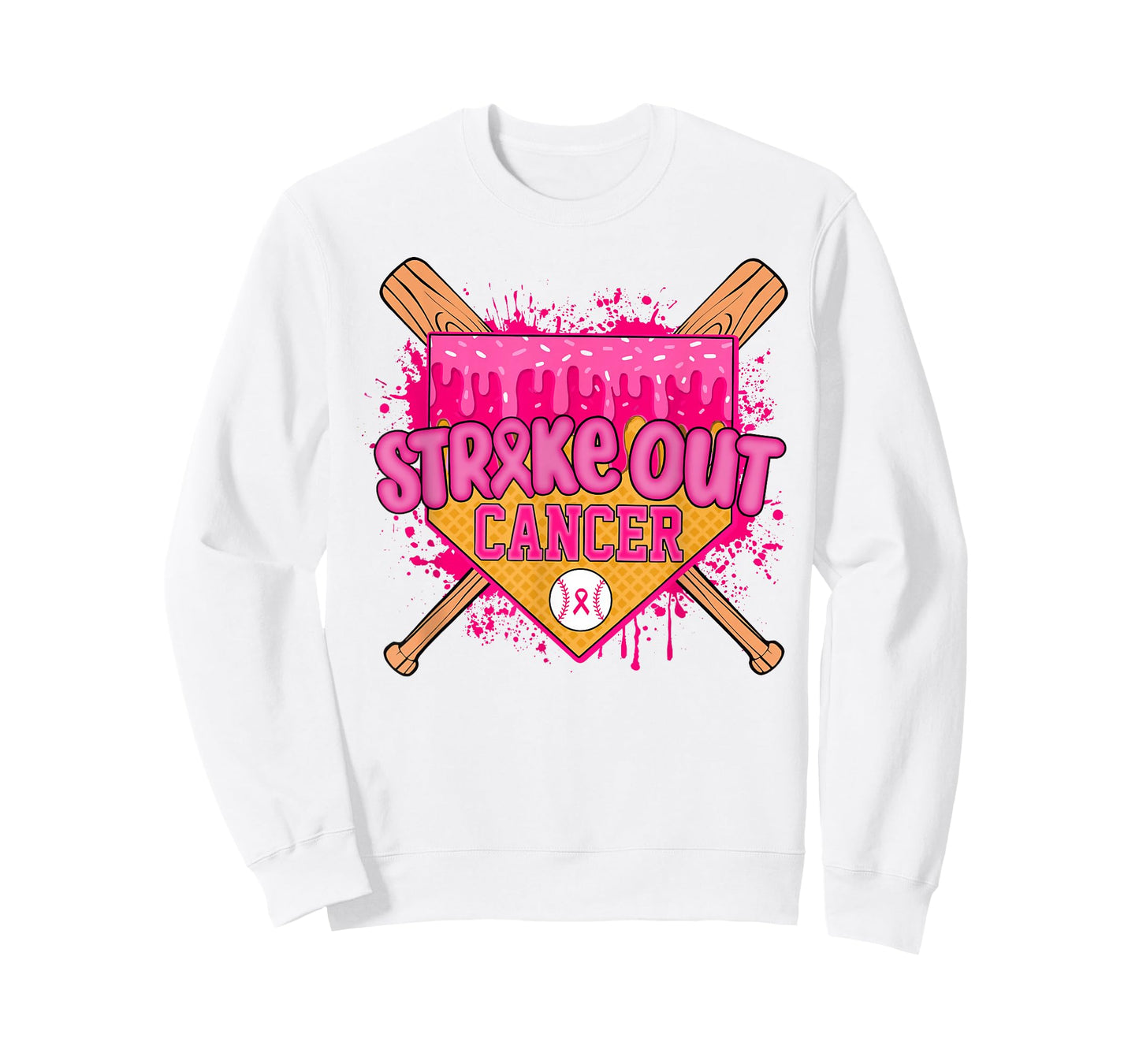 Strike Out Breast Cancer Warrior Baseball Drip Home Plate T-Shirt