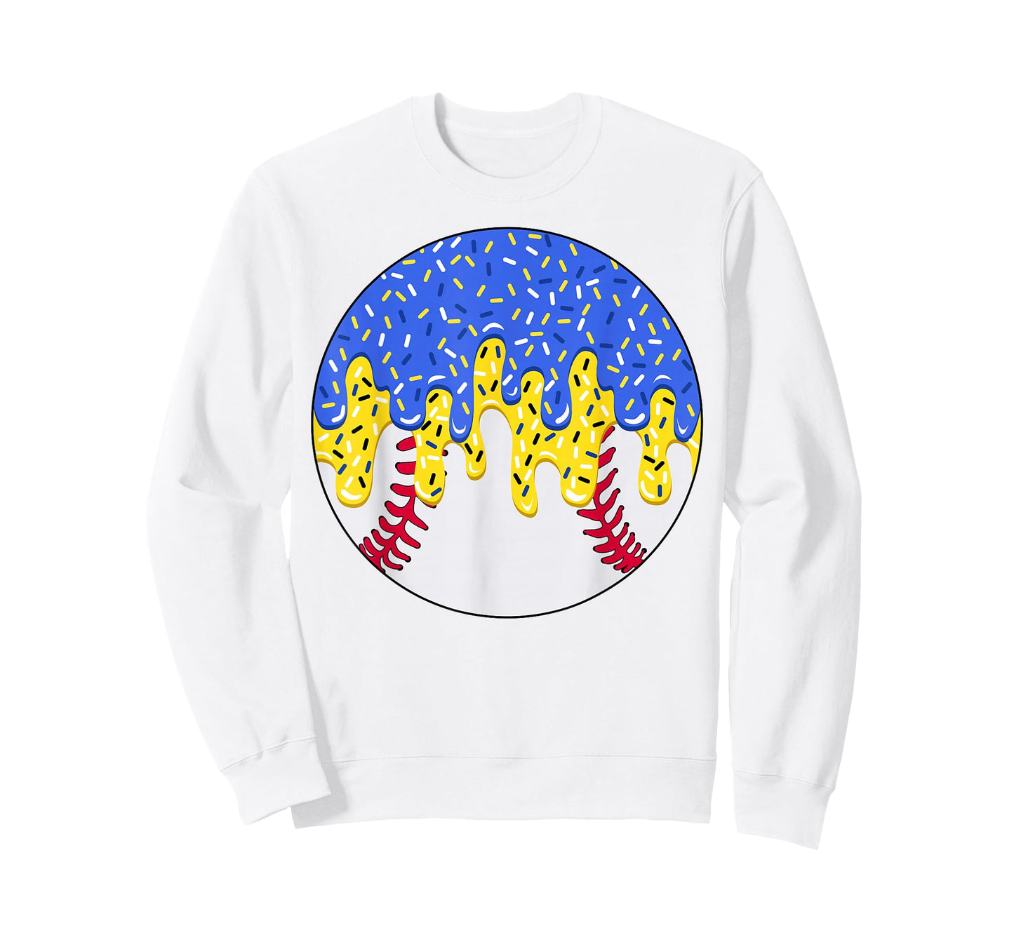 Baseball Blue and Gold Ice Cream Drip with Sprinkles T-Shirt