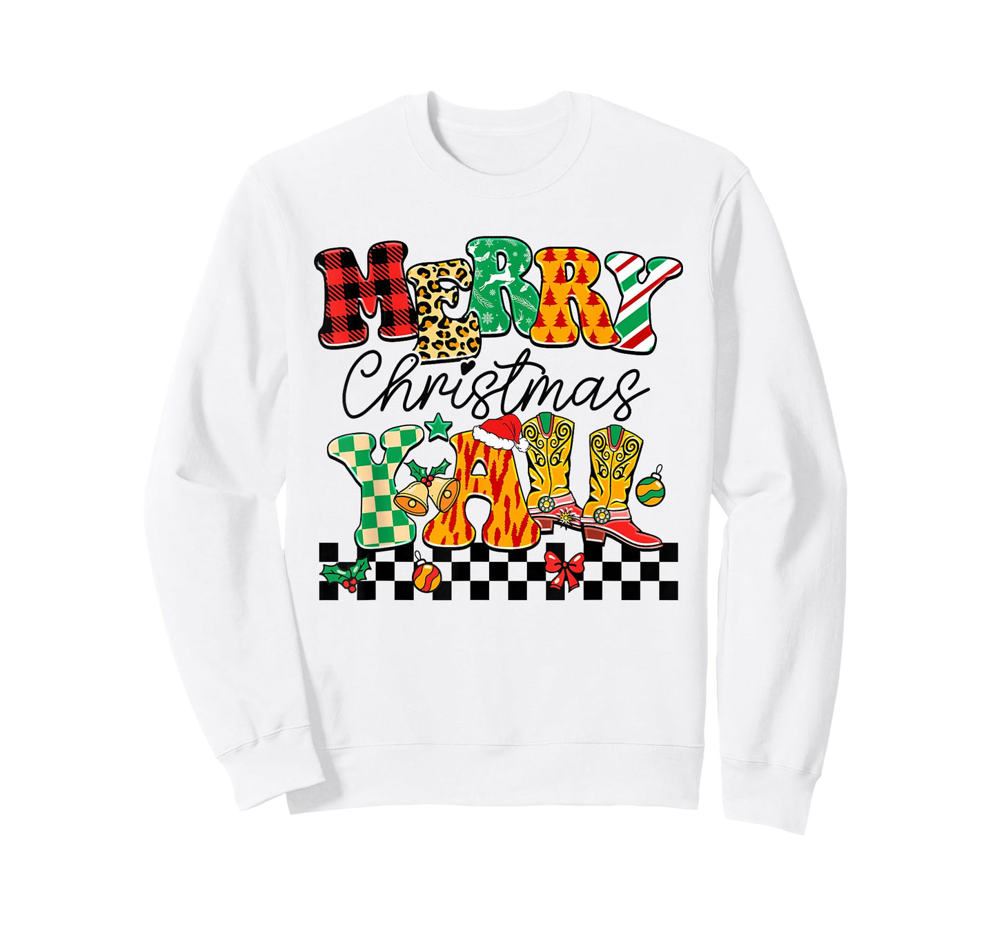 Merry Christmas Y'all Western Cowgirl Holiday Boots T-Shirt