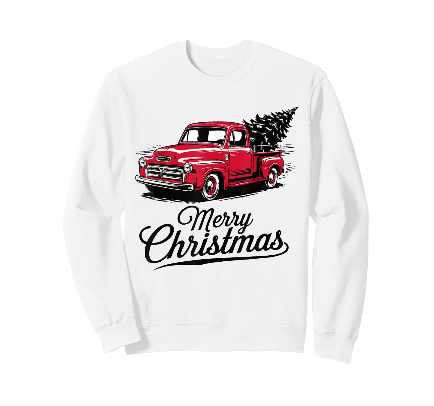 Red Pickup Truck Christmas Tree Vintage Christmas Men Women T-Shirt