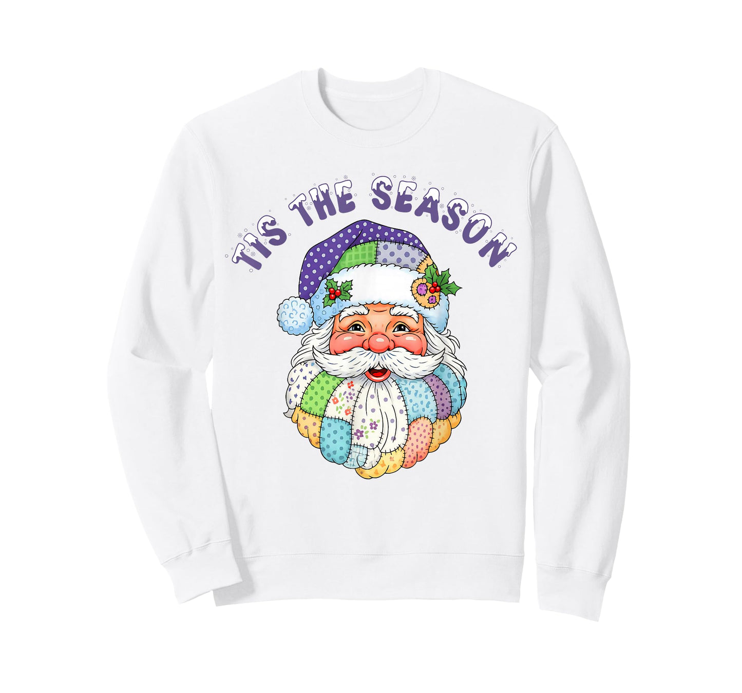 Patchwork Santa Claus Retro Christmas Tis The Season Vintage T-Shirt