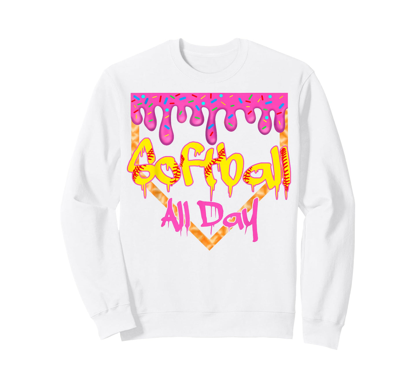 Softball All Day Drip Home Plate Ice Cream T-Shirt