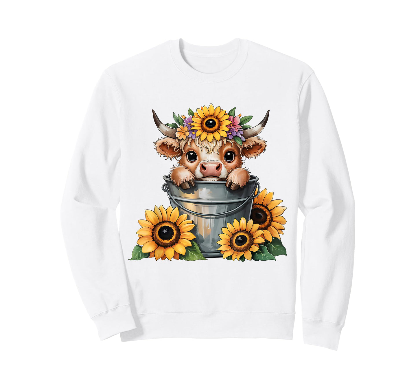 Scottish Highland Cow Sunflower Heifer Country Farmer Girls T-Shirt