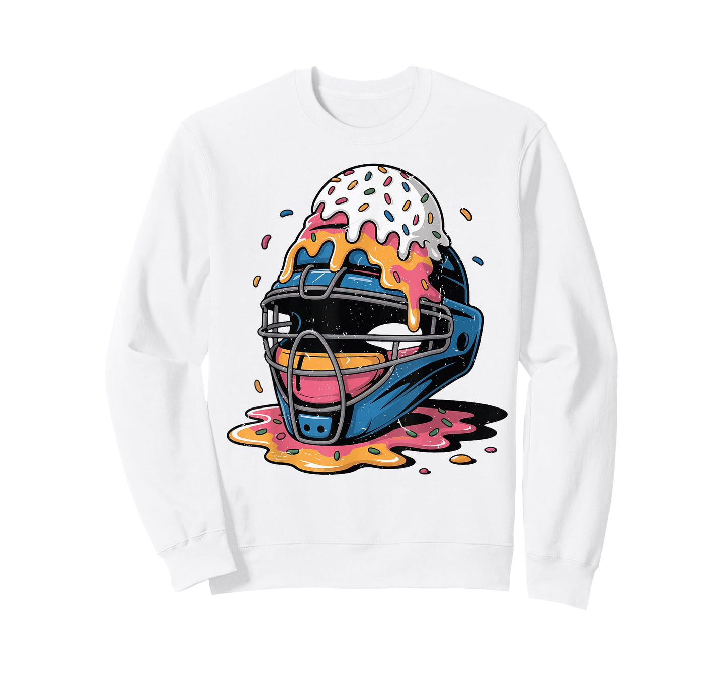 Boy Baseball Catcher Mask Baseball Drip Ice Cream Youth T-Shirt