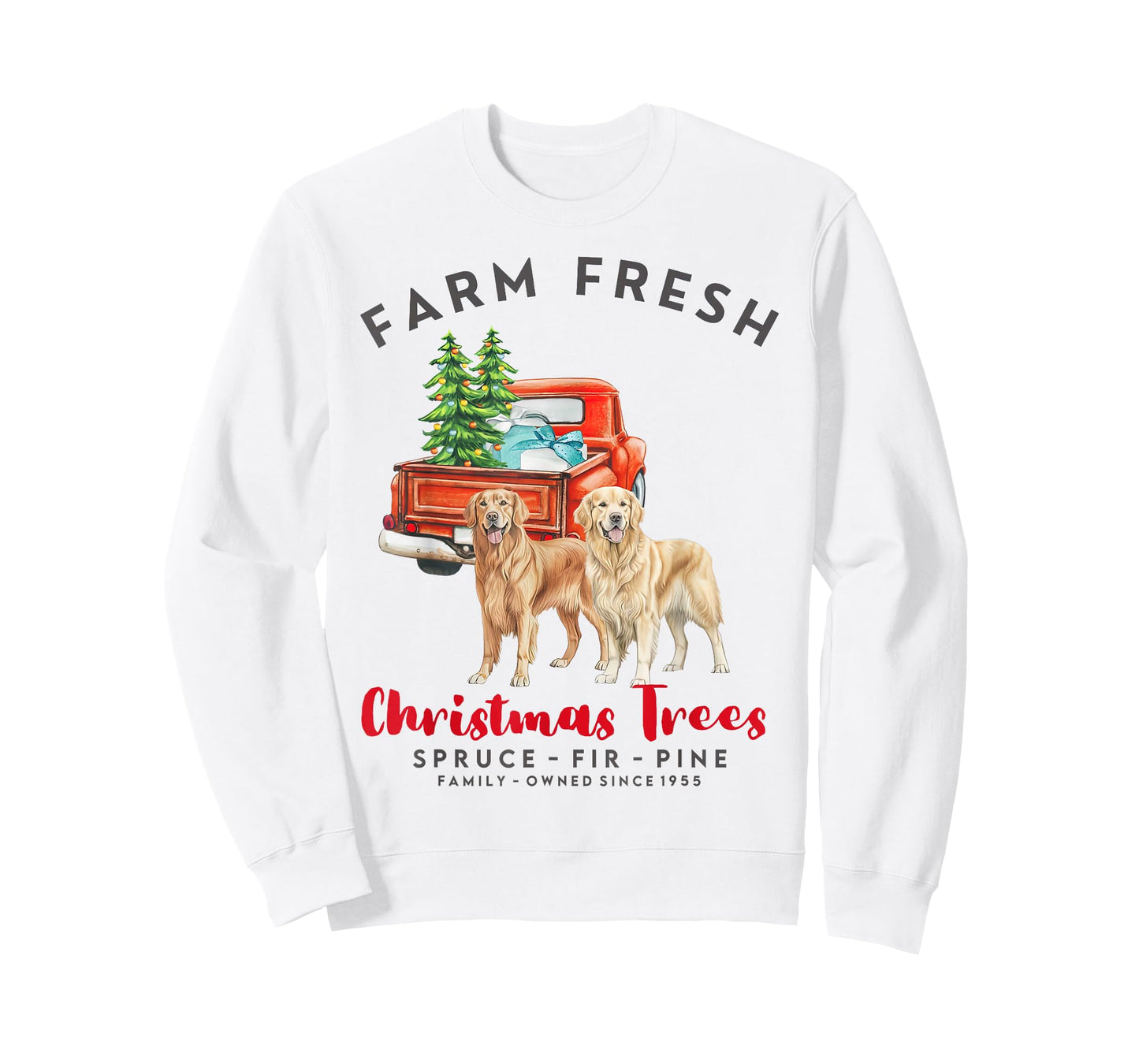 Golden Retriever Christmas Farm Fresh Christmas Trees T-Shirt